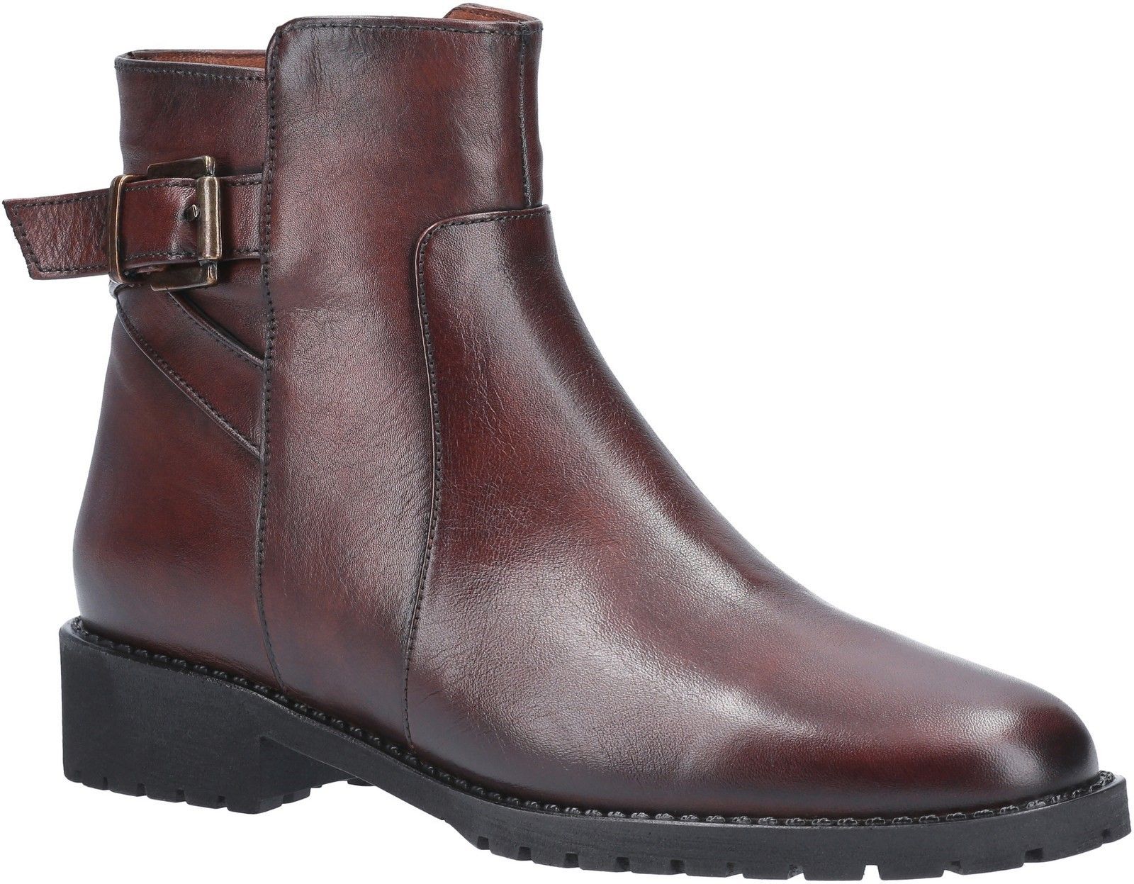 Stand out in style with the Mykonos ankle boot from Riva. This Autumn/Winter essential is crafted from soft leather and will take you from day to night in outstanding comfort. Buckle detailing and side zip for easy on and off with a block heel. Soft Leather. 
Buckle Detailing. 
Side Zip. 
Block Heel.