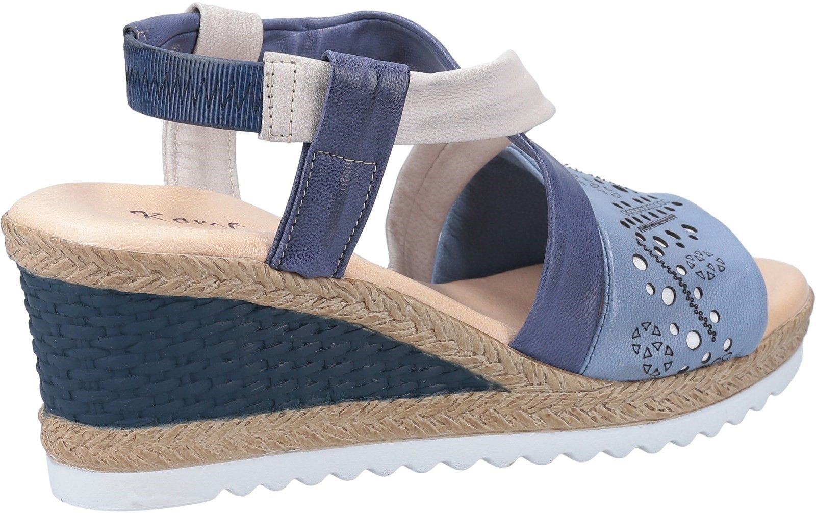 Riva Castello is a womens slip on slingback summer sandal with wedge heel, platform sole, soft, multicoloured leather uppers and cushioned insoles.