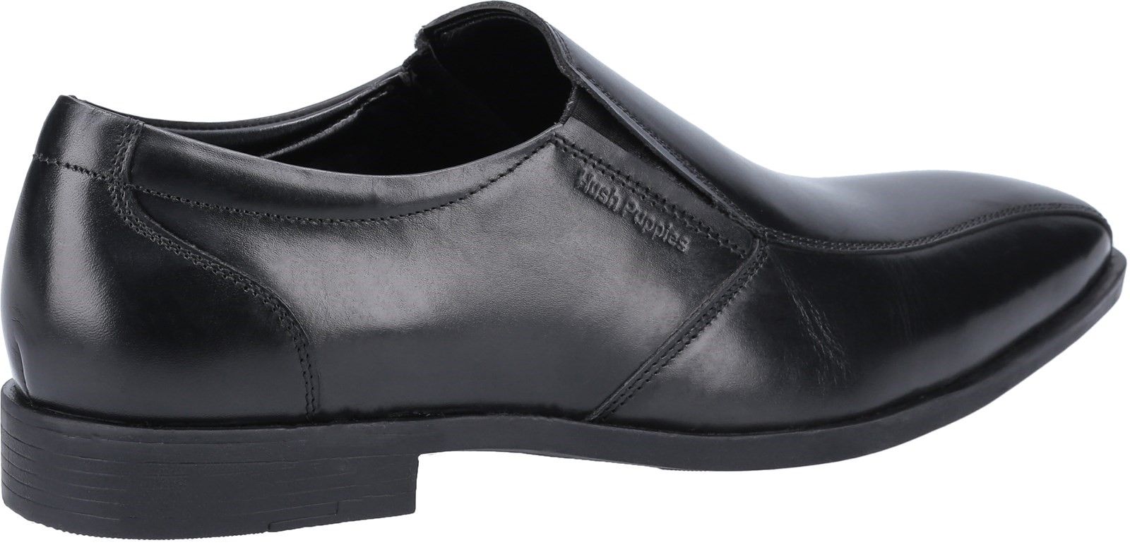 Ellis slip on shoe from Hush Puppies; Ellis is crafted with leather and has a memory foam footbed. The lightweight, flexible sole unit makes this the perfect smart footwear all day.Smart Leather Upper. 
Square toe. 
Hardwearing Rubber outsole. 
Memory Foam Sock. 
Twin Elastic Gussets for easy on and off.