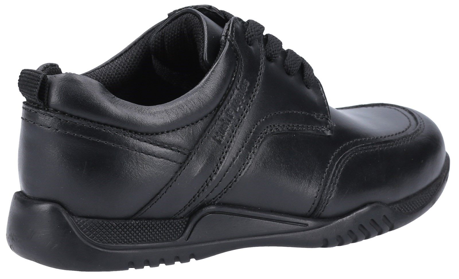 Harvey is a single fit smooth leather lace up boys school shoe, with reinforced panels on the toe and heel for additional support.  Lightweight midsole with a memory foam footbed providing all day comfort.Leather Upper. 
Memory Foam Insole. 
Micro-Fresh Lining.