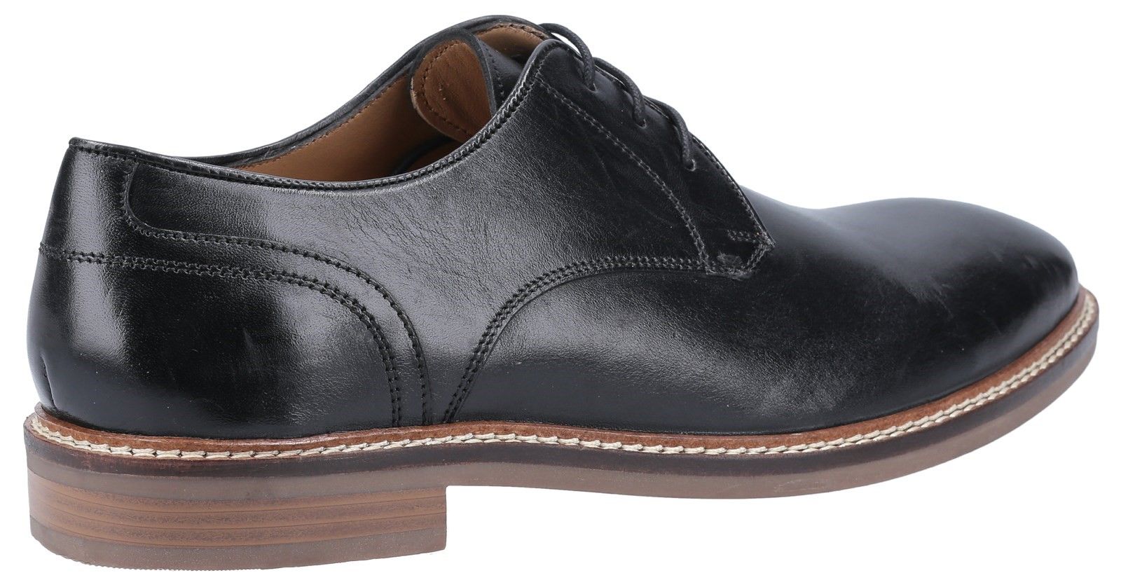 Men's plain-toe derby; Brayden is crafted with leather and has a comfortable cushioned memory foam leather footbed. The hardwearing flexible sole unit makes this the perfect smart all day footwear.Leather upper. 
Leather lining. 
Cushion comfort memory foam leather sock. 
Flexible TPR sole with stacked effect heel and stitched leather rand detail.