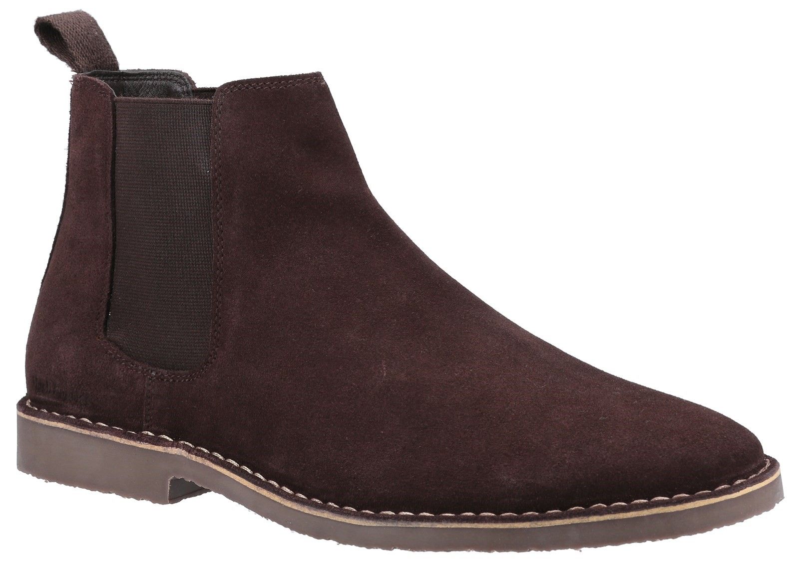 Men's Chelsea boot; Eddie is crafted with real suede leather and has a comfortable cushioned memory foam leather footbed. The flexible sole unit makes this the perfect smart all day footwear.Real suede upper. 
Pull on boot with double elastic gore and back tab. 
Leather and textile lining. 
Memory foam leather sock. 
Flexible and lightweight gum unit.