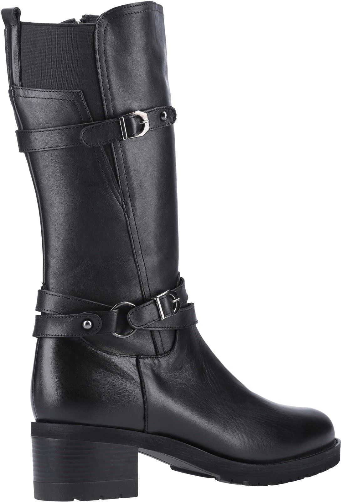 Paphos calf boot with classic smooth leather upper from Riva, in a range of stylish autumn colours.  Featuring an inside zip, buckle detailing, rear pull loop and a lightweight block heeled sole unit.Buckle detail.
