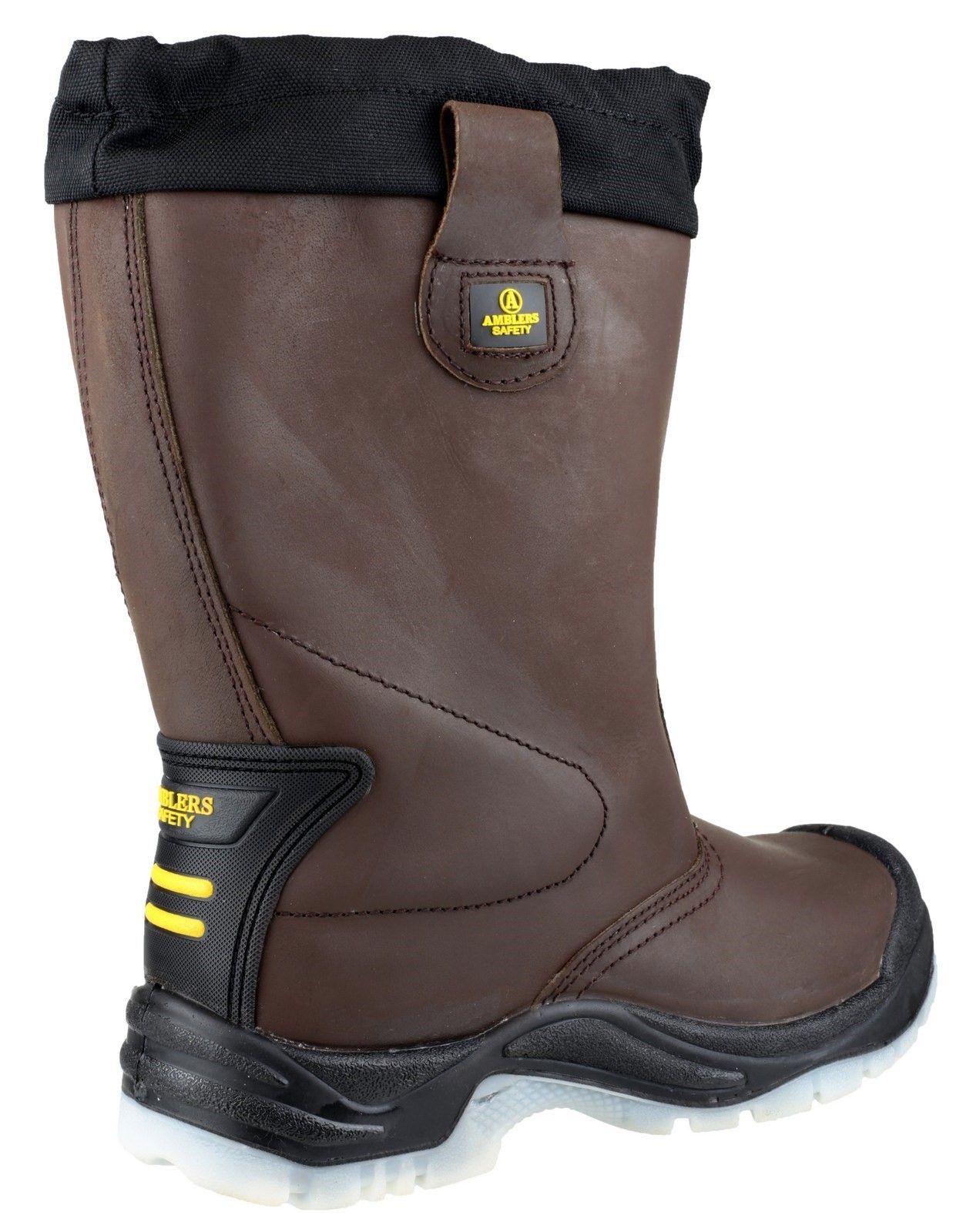 A durable leather safety rigger boot with 200J toe cap, warm lining, antistatic function and penetration protection.Amblers Safety Rigger with Toe Top. 
Conforms to EN ISO 20345:2011 Safety Footwear Standards. 
Mid Calf Water Resistant upper. 
Functional draw-cord and easily adjustable cord-lock. 
Safety boot with steel toe caps for protection.