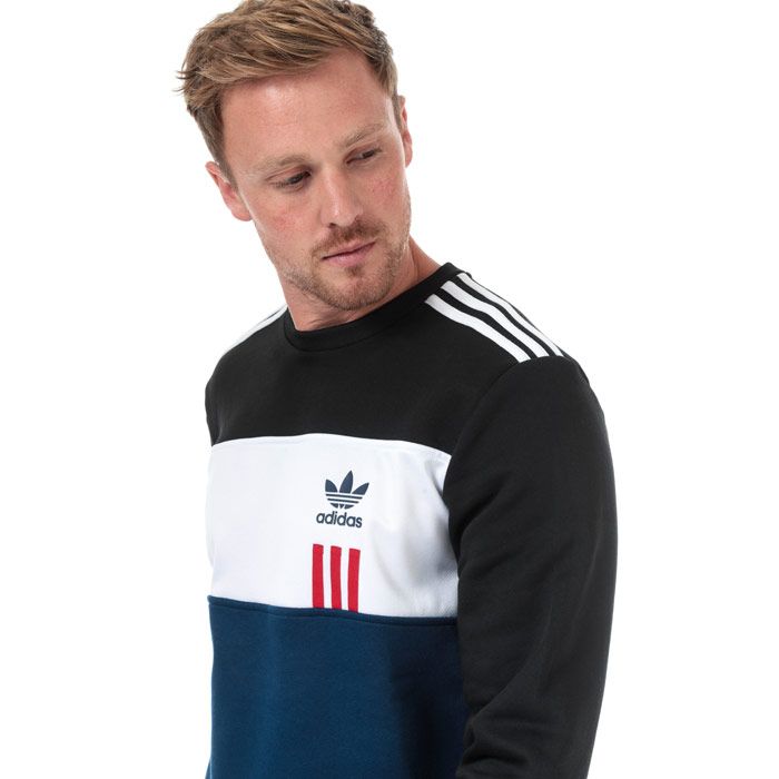 Mens adidas Originals ID 96 Crew Sweatshirt in mystery blue - white.<BR><BR>- Ribbed crew neck.<BR>- Long sleeves.<BR>- Ribbed cuffs and hem.<BR>- Applied 3-Stripes at shoulders  left chest and back neck.<BR>- Rubber print Trefoil logo at left chest.<BR>- Regular fit.<BR>- Main material: 80% Cotton  20% Polyester.  Insert: 100% Polyester.  Rib: 95% Polyester  5% Elastane.  Machine washable.<BR>- Ref: GC8738