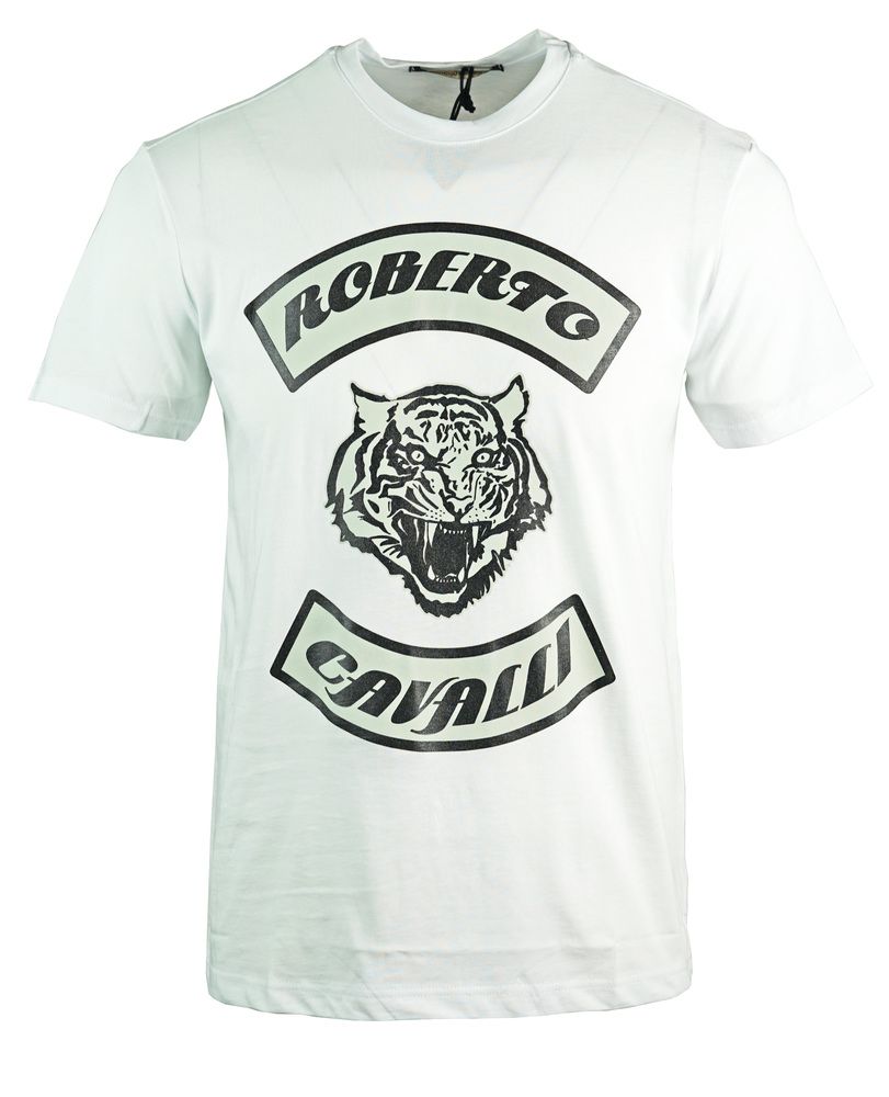 Roberto Cavalli Tiger Head White T-Shirt