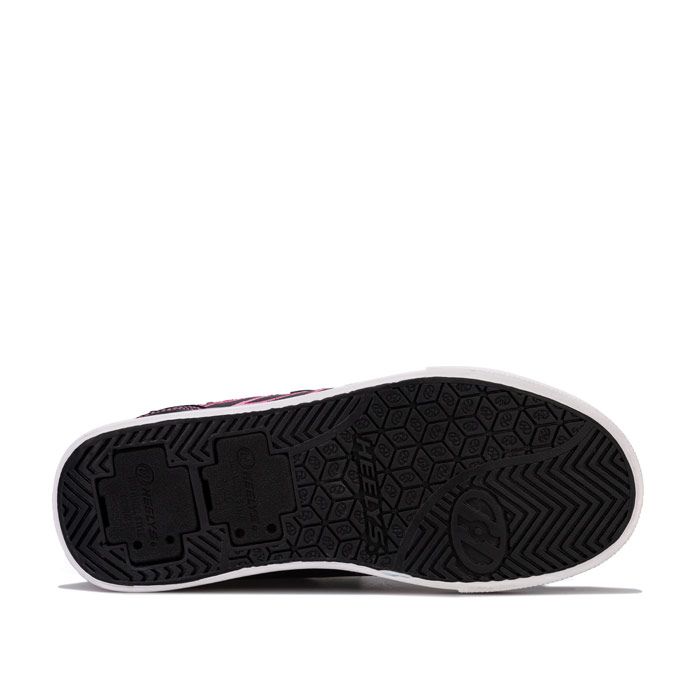 Children Girls Heelys Vopel X2 Skate Shoes in Black Pink<BR><BR>- Wheeled skate shoes<BR>- Elasticated laces sewn in<BR>- Hook and loop strap to top<BR>- Cushioned insole<BR>- Padded collar and tongue<BR>- Branding to heel  side and tongue<BR>- Synthetic and Textile Upper  Textile Lining  Synthetic Sole<BR>- Ref: HE100328