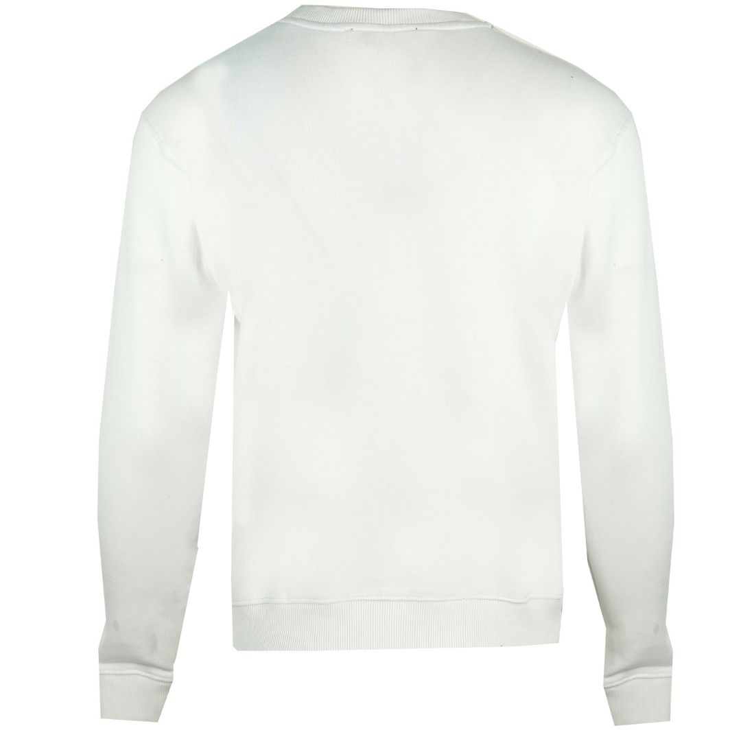 Roberto Cavalli Snake Wrapped Logo White Sweater. Roberto Cavalli White Jumper. Roberto Cavalli Branding. Regular Fit. Ribbed Sleeve and Waist Endings. Style:HST60I A373 00053