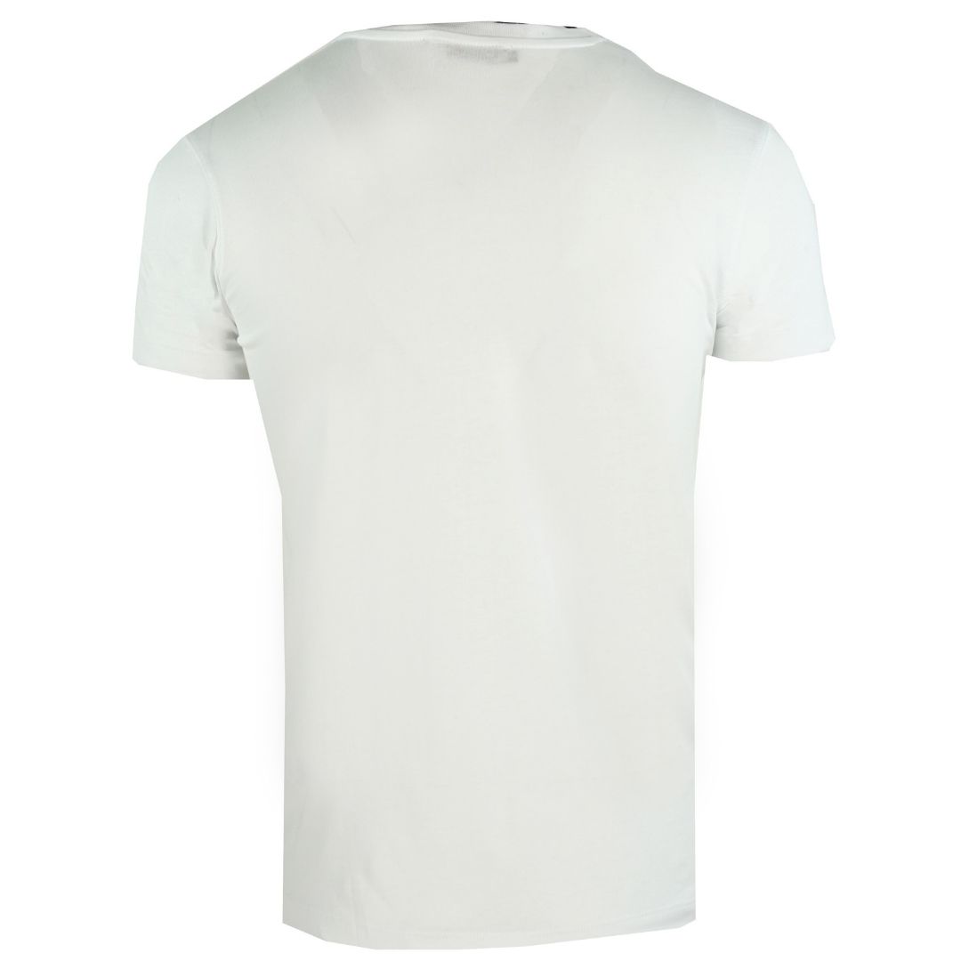 Roberto Cavalli Snake Wrapped Logo White T-Shirt. Roberto Cavalli White Tee. 100% Cotton. Large Brand Logo On Front Of Tee With Stud Detail. Crew Neck. Style: HST62D A27 00053