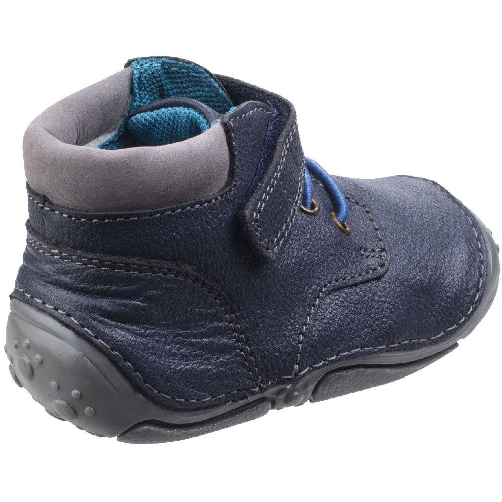 Boys pre-walker Bootsie in soft nubuck with adjustable touch fasten, elasticated laces and ankle padding for extra comfort.