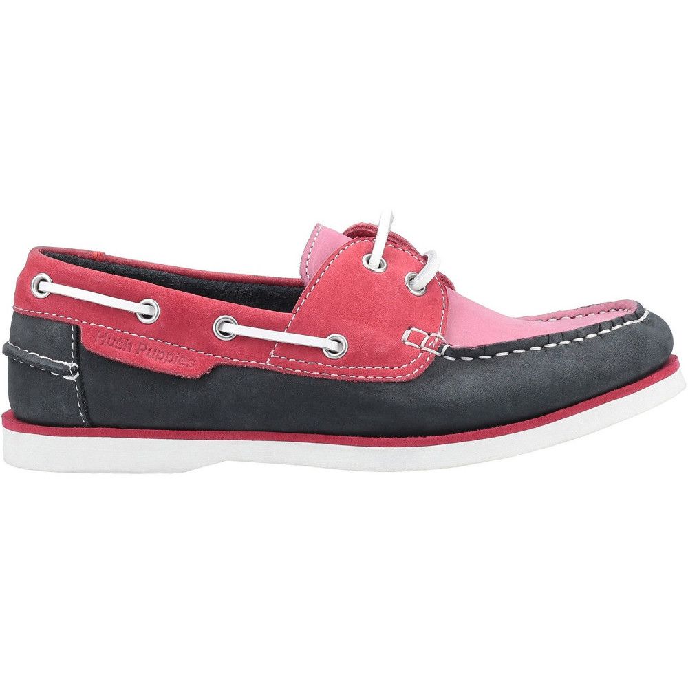 The womens Hattie Classic Boat shoe from Hush Puppies is a Summer slip on style with lace detailing. Crafted from premium Nubuck and Leather, featuring a memory foam sock for superior comfort. Flexible and Hardwearing sole with Siping pattern