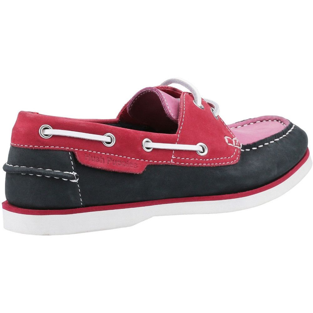 The womens Hattie Classic Boat shoe from Hush Puppies is a Summer slip on style with lace detailing. Crafted from premium Nubuck and Leather, featuring a memory foam sock for superior comfort. Flexible and Hardwearing sole with Siping pattern