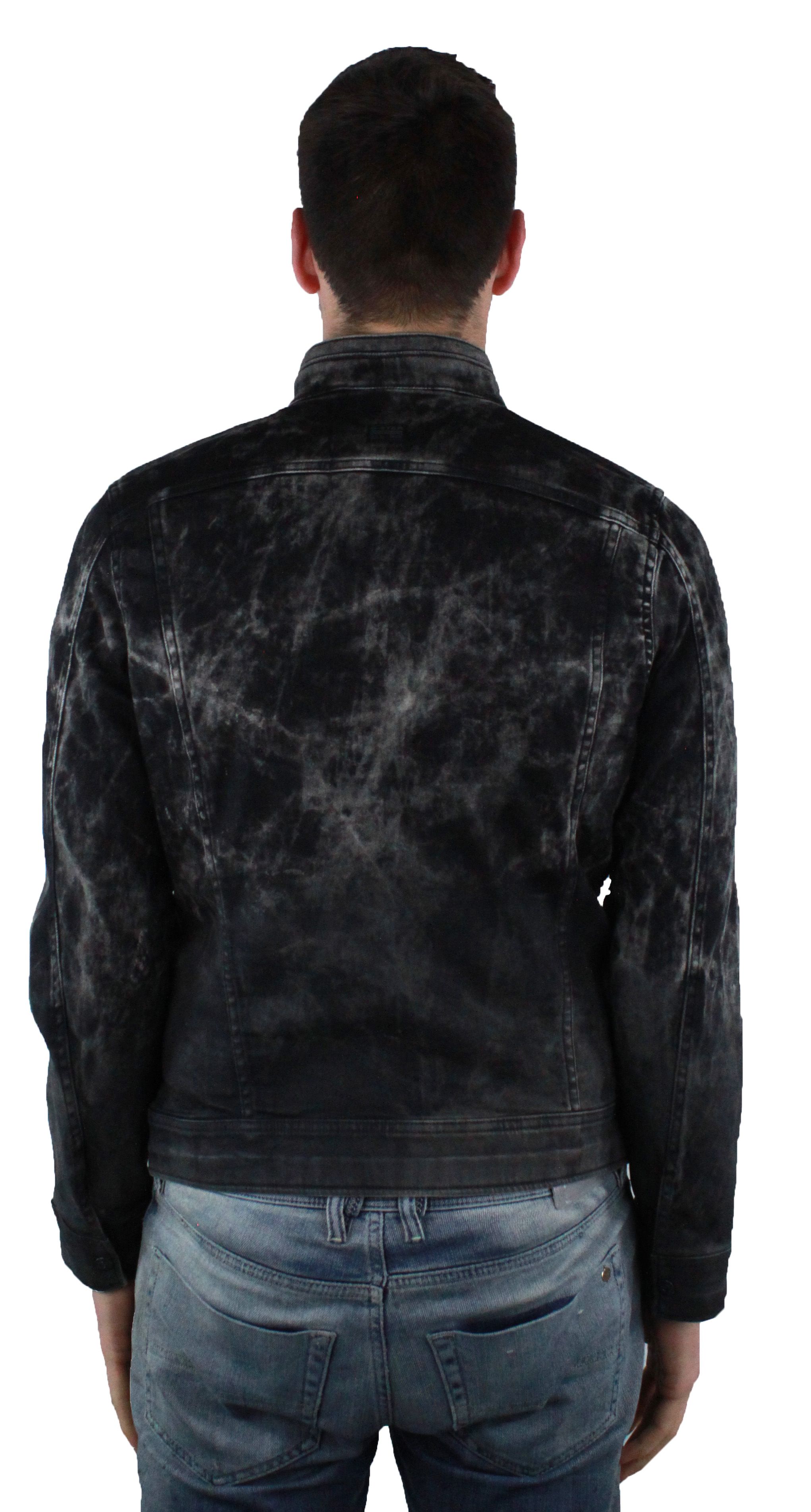G-Star Raw Arc Zip Deconstructed Vintaged Aged Cobler Jacket. G-Star Slim Black Denim Jacket. Chinese Collar with Central Zip Opening. D02035.6009.7090. 35% Cotton, 35% Lyocell, 28% Polyester, 2% Elastane. Stretch Denim