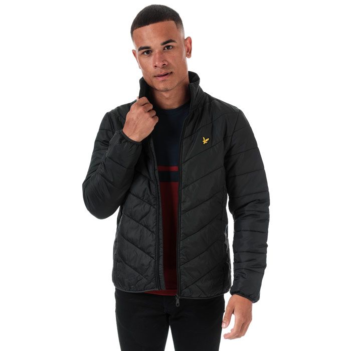 Mens Lyle And Scott Puffer Jacket in true black.<BR><BR>- Funnel neck with ribbed inner collar.<BR>- Full zip fastening.<BR>- Long sleeves with stretch binding at cuffs.<BR>- Zipped side seam pockets.<BR>- Inner slip pockets.<BR>- Stretch binding at hem.<BR>- Embroidered eagle logo at left chest.<BR>- Durable ripstop nylon construction.<BR>- Fully lined.<BR>- Shell: 100% Nylon.  Body lining: 100% Nylon.  Sleeve lining: 100% Polyester.  Trim: 98% Polyester  2% Elastane.  Wadding: 100% Polyester.  Machine washable.<BR>- Ref: JK1202V572