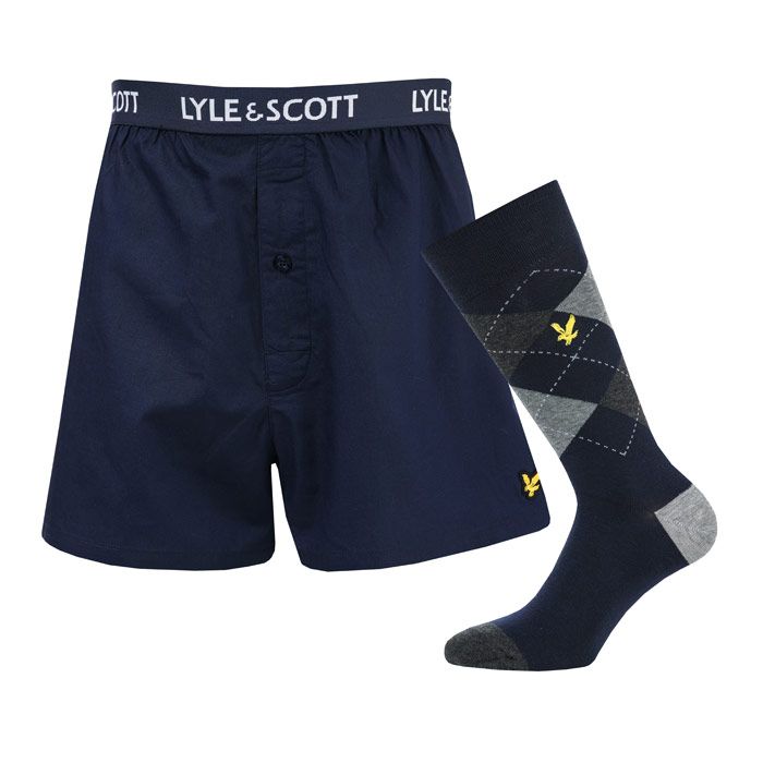 Men's Lyle And Scott Jonas Boxer & Sock Gift Set in Navy