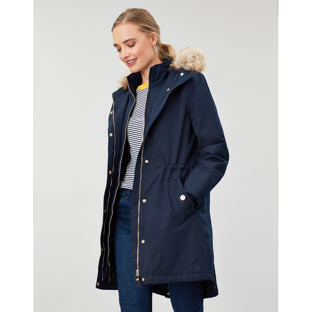 Download Joules Womens Kempton Hooded Drop Tail Parka Coat Jacket