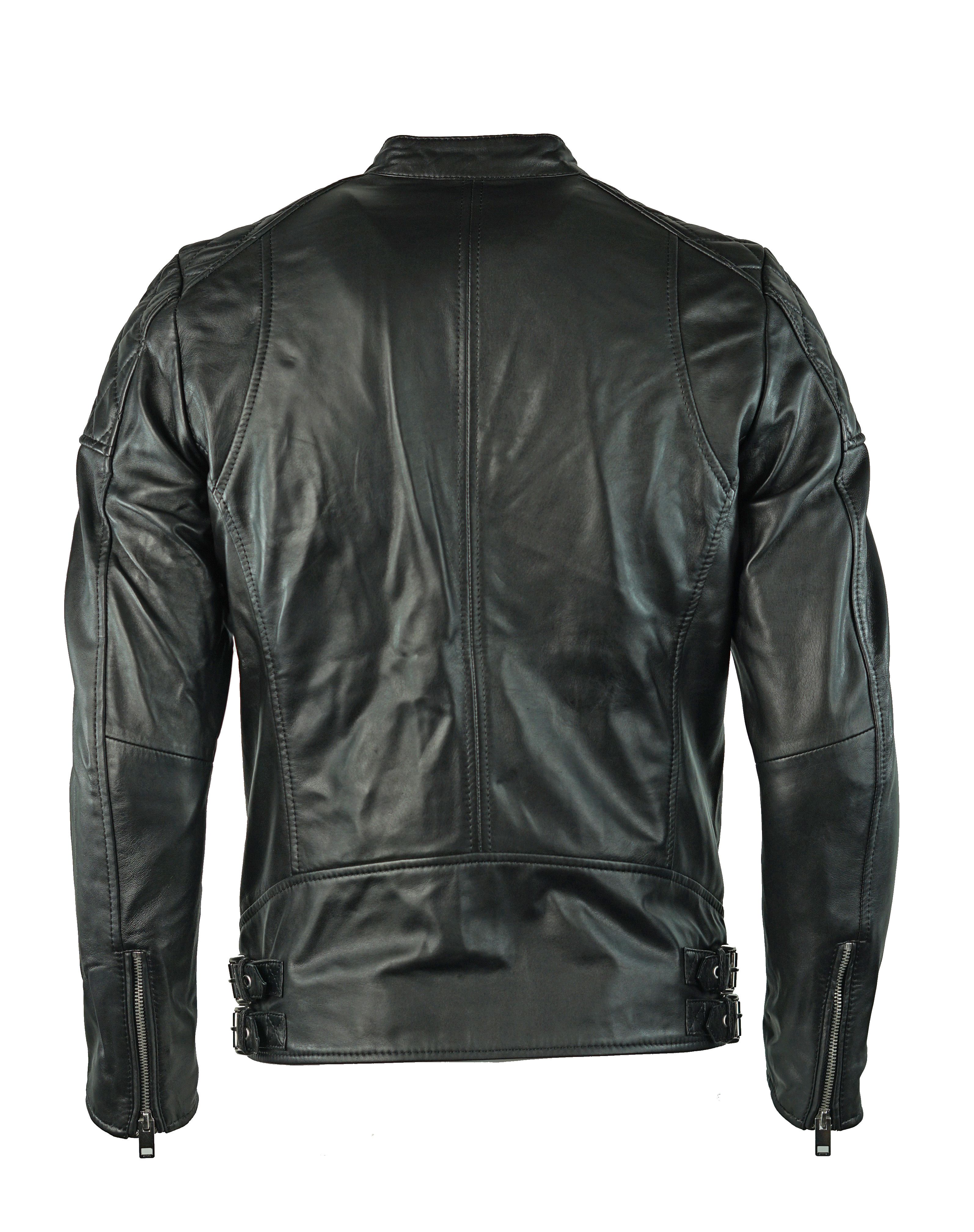 Diesel L-Marton 900 Leather Jacket. 100% Sheep Skin Leather. Branded Diesel Badge on Left Shoulder. Chinese Collar. 2 Zipped Front Pockets. Diesel Spring/Summer 2017 Collection