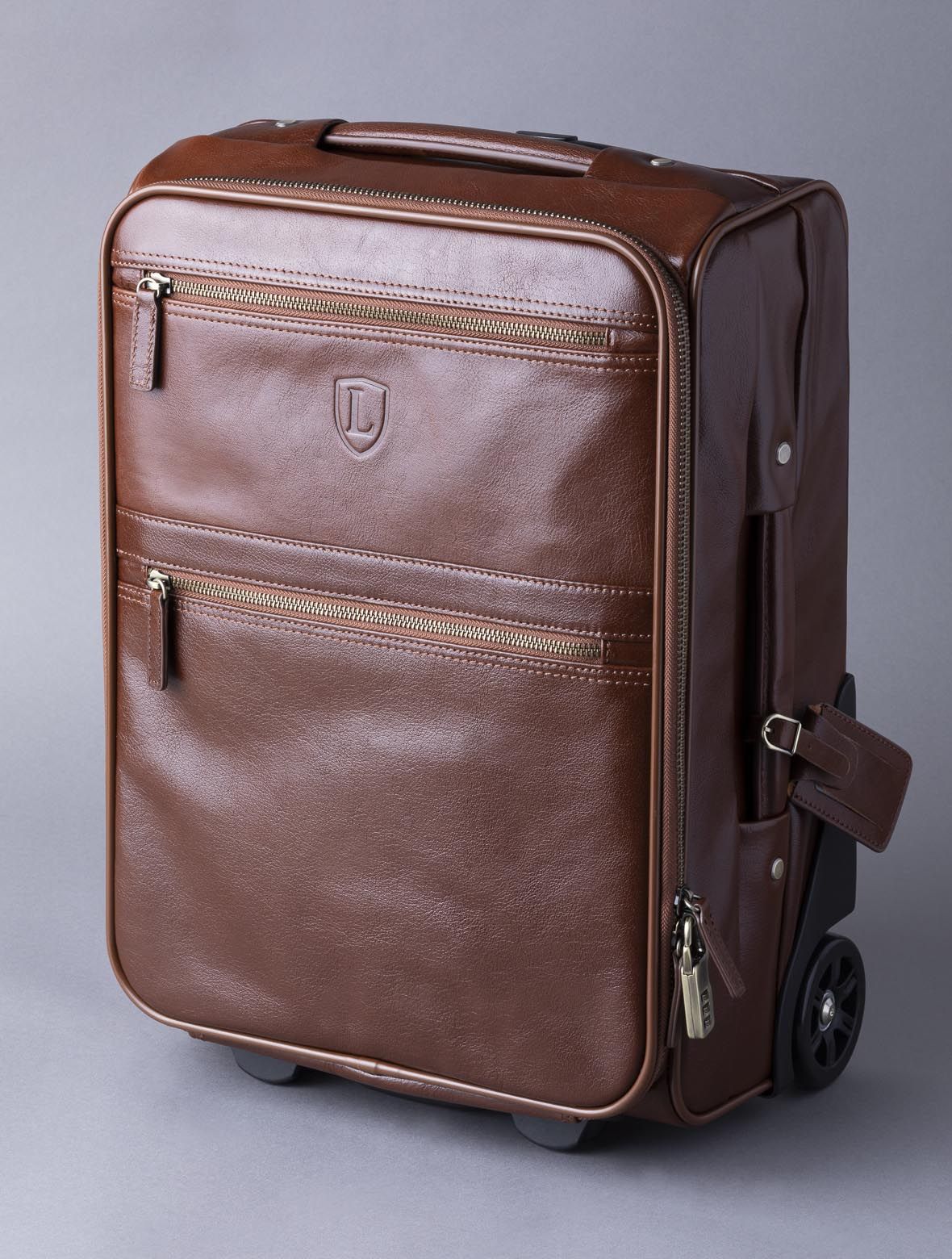 Fenton Leather Suitcase in Chestnut Brown