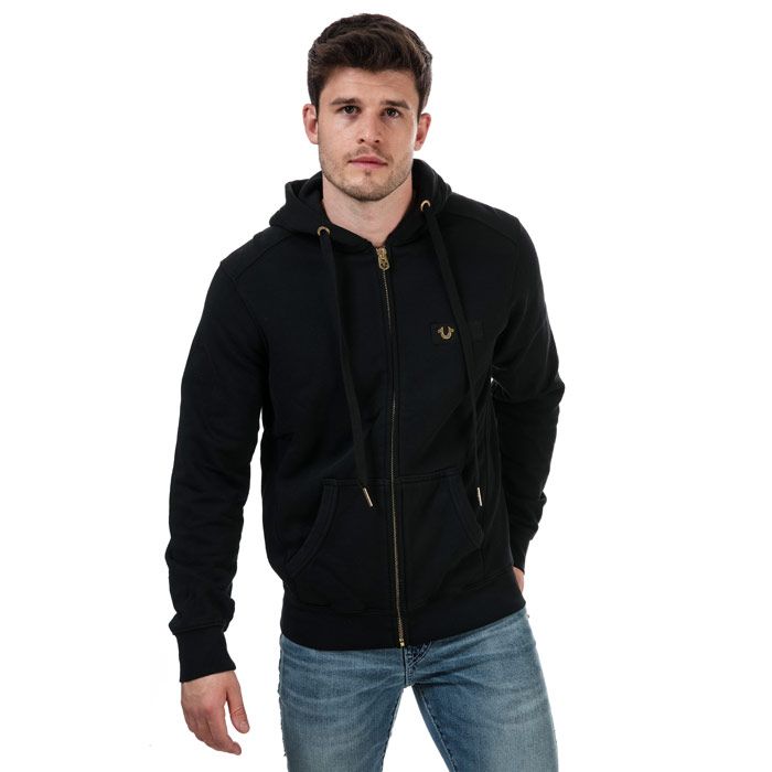 Mens True Religion Horseshoe Zip Hoody in black.<BR><BR>- Drawstring adjustable hood.<BR>- Full zip fastening.<BR>- Long sleeves.<BR>- Ribbed trims.<BR>- Kangaroo pockets.<BR>- Lightweight.<BR>- Signature logo.<BR>- 100% Cotton. Machine washable.<BR>- Ref: M16UF30D7G1118