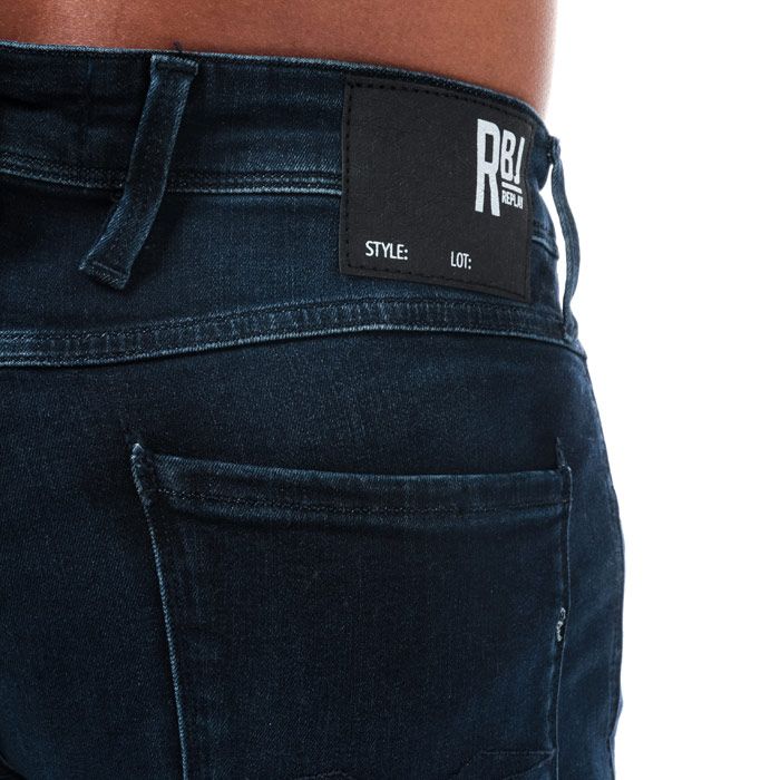Mens Replay Anbass Slim Fit Jeans in Dark Indigo denim.<BR><BR>- Zip fly with single branded button fastening.<BR>- Classic 5 pocket design.<BR>- Belt loops to the waist.<BR>- Replay branded tab to the left pocket.<BR>- Branded leather patch on back waist.<BR>- Tonal stitching.<BR>- Slim straight legs.<BR>- Stretch denim fabric.<BR>- Short inside leg length approx. 30in  Regular inside leg length approx. 32in. Long inside leg length approx. 34in.<BR>- 90% Cotton  8% Polyester  2% Elastane. Machine washable at 30 degrees.<BR>- Ref: M94J51D003007<BR><BR>Measurements are intended for guidance only.