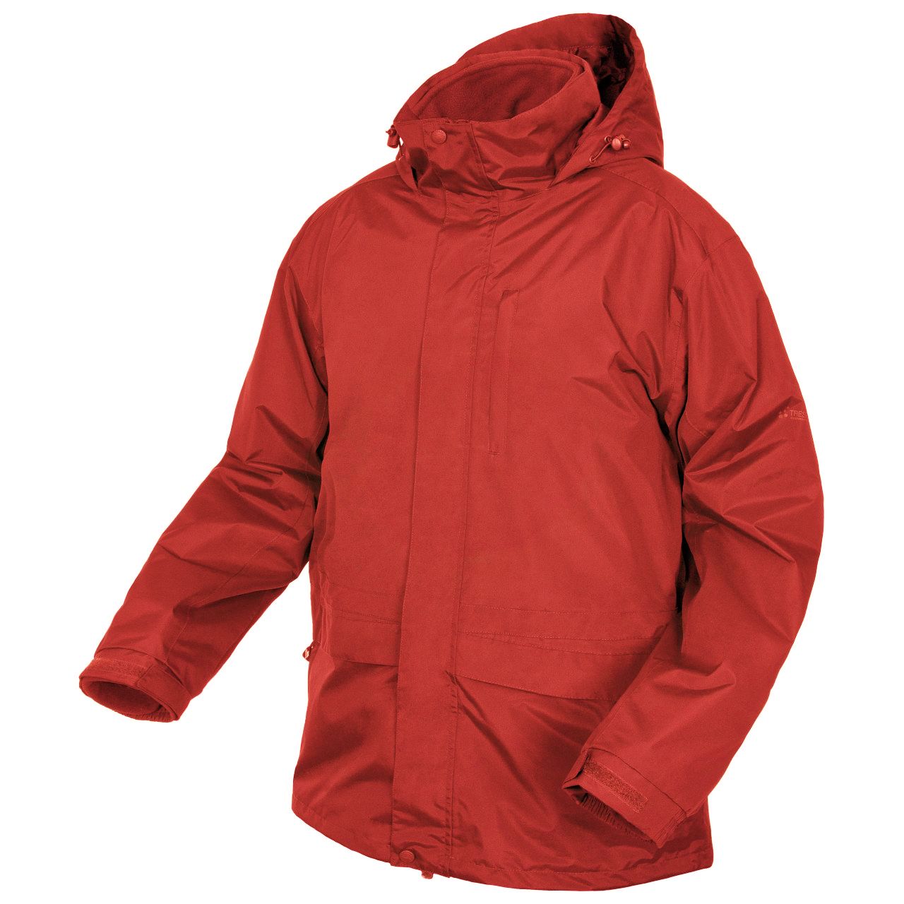 Part mesh, part polyester lining. Tres-Shield® fabric is waterproof 3000mm and windproof. Taped seams. Concealed, lined adjustable hood. Collar high full length zip with tear release storm flap and chin guard. Right chest zipped pocket. Two double entry front pockets. Inner pocket. Part elasticated, adjustable cuffs. Adjustable drawcord at waist and hem. Removable 220gsm anti-pill Polyester fleece inner. Full length zip. Fleece cuffs. Two front zipped pockets. Drawcord at hem. Shaped fit. Branding to back collar and right sleeve on outer fleece. Access for decoration on outer. Material: 100% brushed Polyester outer with PVC coating. Chest to fit (Inches): 10- 34, 12- 36, 14- 38, 16- 40, 18- 42, 20- 44.