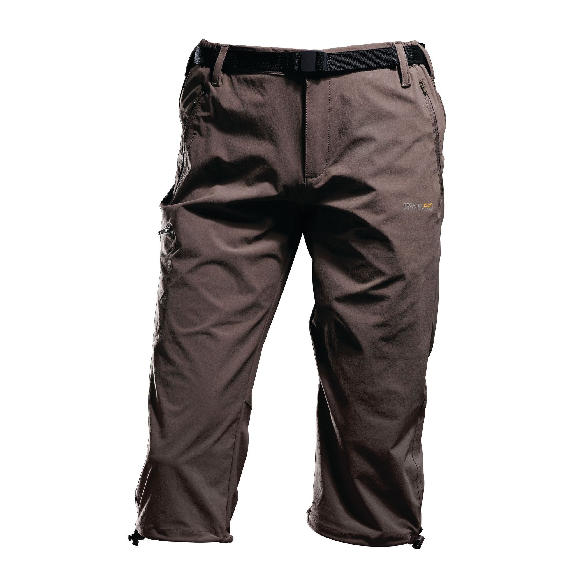 Mens 3/4 trousers. ISOFLEX active stretch fabric. 4 way stretch for increased movement and comfort. Durable water repellent finish. Quick dry for enhanced comfort. Lightweight. Precision fit. Part elasticated waist with webbing belt. Multi-pocketed - front and rear zipped pockets. Engineered and intelligent ergonomic fit. Drawcord at hem. Regatta Mens sizing (waist approx): 26in/66cm, 28in/71cm, 30in/76cm, 32in/81cm, 33in/84cm, 34in/86.5cm, 36in/91.5cm, 38in/96.5cm, 40in/101.5cm, 42in/106.5cm, 44in/111.5cm, 46in/117cm, 48in/122cm, 50in/127cm. 85% Polyamide, 15% Elastane.