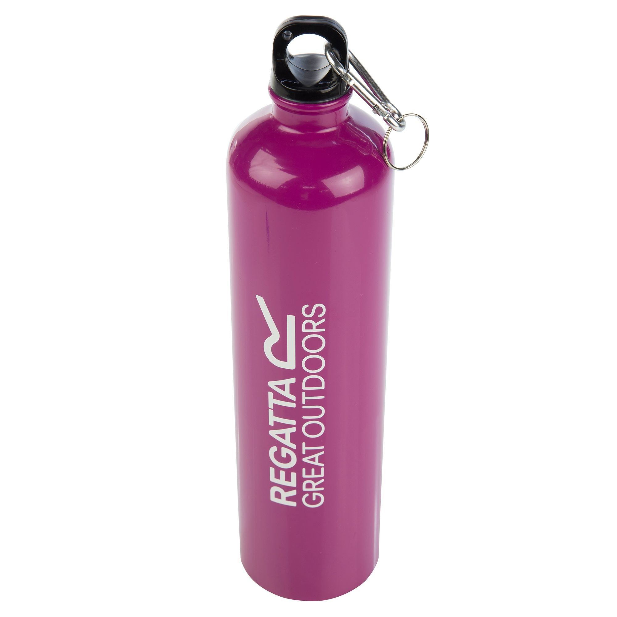 100% steel. 1 litre metal water bottle with a carabineer attachment to fix to backpacks or day bags. Ideal for camping and outdoor adventures.