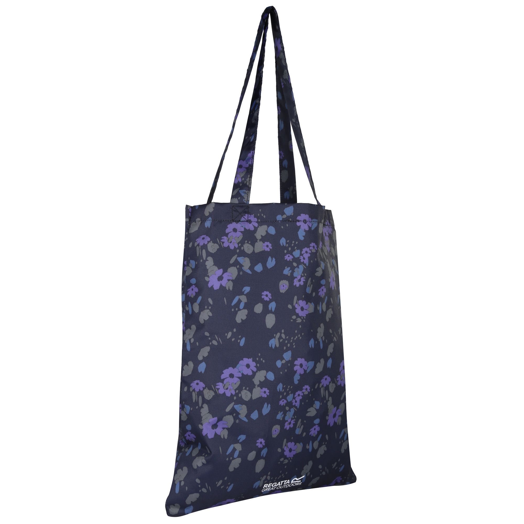 100% Polyester. Reusable. Tote bag packs away into small storage bag. Karabiner included. 43 x 33cm - 8L.