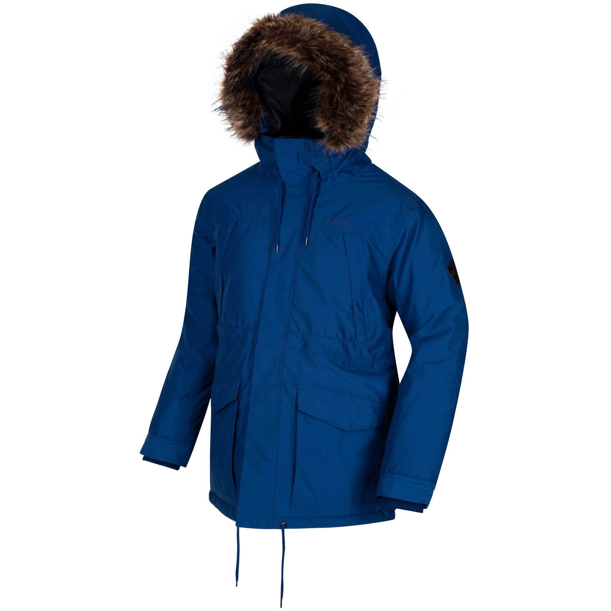 Warm, waterproof and breathable parka with utility-inspired details. Outer uses supple ISOTEX 5,000 twill fabric with additional Durable Water Repellent and sealed seams to protect from wet or snowy conditions. Cut thigh length with a fishtail back, drawcord waist and fine quality faux-fur trim hood (removable). Front secures with a chunky two-way venting zip and a poppered stormflap. Inside is lined with quick-drying, down-touch Warmloft insulation. Design details include the contour map print lining and a 1981 heritage badge on the left sleeve. Regatta Mens sizing (chest approx): XS (35-36in/89-91.5cm), S (37-38in/94-96.5cm), M (39-40in/99-101.5cm), L (41-42in/104-106.5cm), XL (43-44in/109-112cm), XXL (46-48in/117-122cm), XXXL (49-51in/124.5-129.5cm), XXXXL (52-54in/132-137cm), XXXXXL (55-57in/140-145cm). 100% polyester.