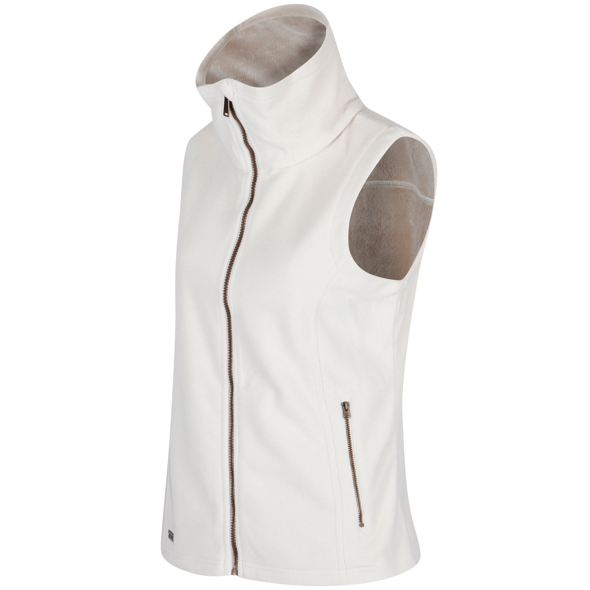 Soft, snug bodywarmer. Uses `silk-touch` winter weight microfleece (380gsm) with a faux-fur inner. High-cut collar drapes beautifully. Regatta Womens sizing (bust approx): 6 (30in/76cm), 8 (32in/81cm), 10 (34in/86cm), 12 (36in/92cm), 14 (38in/97cm), 16 (40in/102cm), 18 (43in/109cm), 20 (45in/114cm), 22 (48in/122cm), 24 (50in/127cm), 26 (52in/132cm), 28 (54in/137cm), 30 (56in/142cm), 32 (58in/147cm), 34 (60in/152cm), 36 (62in/158cm). 100% polyester.