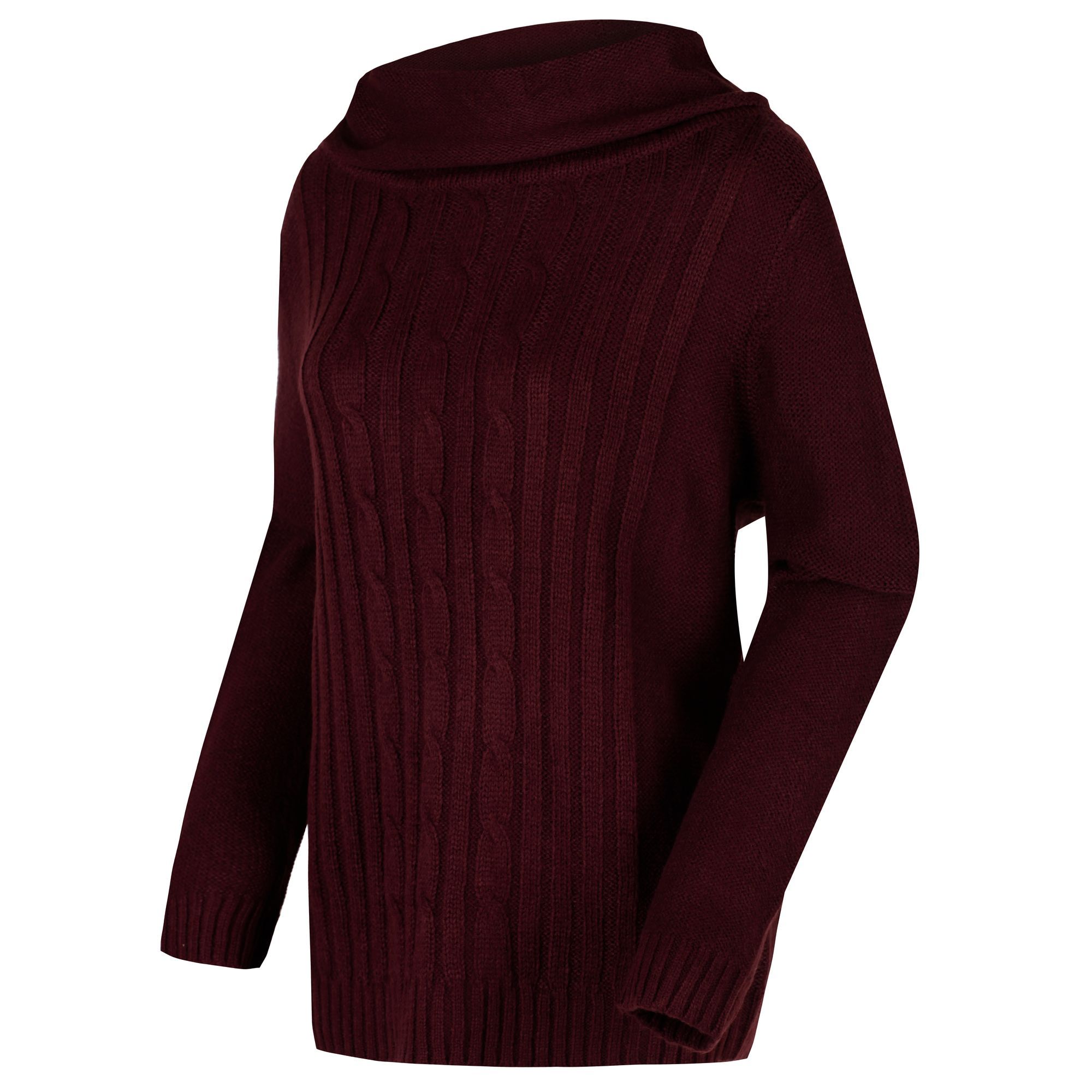 100% acrylic. Easy-wearing, easy-caring, soft knit jumper with an insulating cable knit front and beautiful drapey cowl neck. In Regatta heritage colours with a small metal badge on the hem. Regatta Womens sizing (bust approx): 6 (30in/76cm), 8 (32in/81cm), 10 (34in/86cm), 12 (36in/92cm), 14 (38in/97cm), 16 (40in/102cm), 18 (43in/109cm), 20 (45in/114cm), 22 (48in/122cm), 24 (50in/127cm), 26 (52in/132cm), 28 (54in/137cm), 30 (56in/142cm), 32 (58in/147cm), 34 (60in/152cm), 36 (62in/158cm). Non-bobble acrylic yarn.