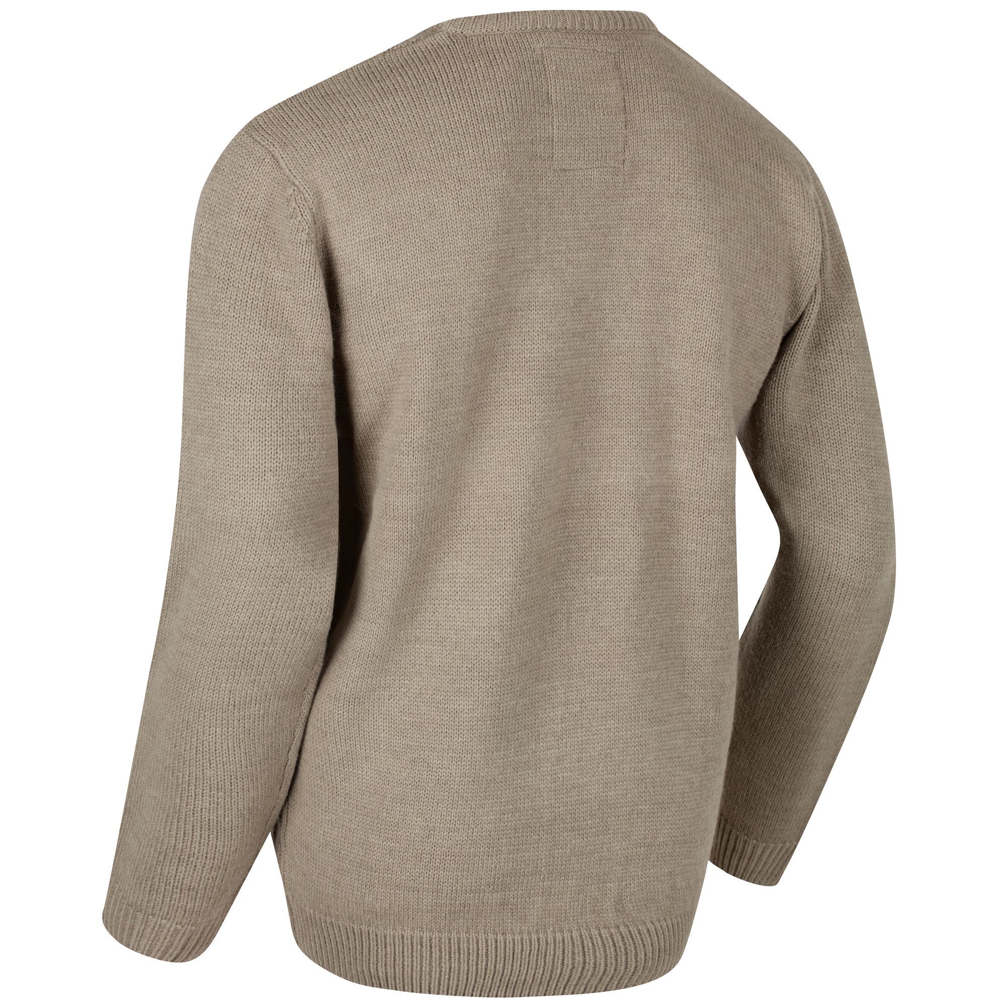 Classic crew neck jumper with a cable knit front for added insulation and durability. 85% acrylic. 15% wool. 5gg knit.