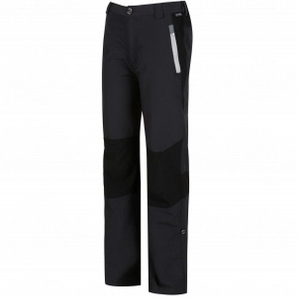 100% Polyester. Superlight and stretchy, showerproof trousers with 40+ UPF sun protection. Made from tough-wearing DWR (Durable Water Repellent) polyamide woven fabric with four-way stretch panels for freedom of movement. The soft and light wrinkle resistant material dries quickly when wet. Part-elasticated adjustable waist with stream-friendly button-up hems and reflective trims. Regatta Kids Sizing (waist approx): 2 Years (52-53cm), 3-4 Years (53-54cm), 5-6 Years (55-57cm), 7-8 Years (58-60cm), 9-10 Years (61-64cm), 11-12 Years (65-67cm), 26