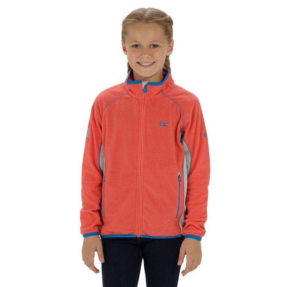 100% Polyester. Ultra-lightweight, tech-fleece jacket that stretches, insulates and packs down small. Soft, striped micro-fleece fabric (140gsm) couples with EXTOL Stretch panels and a raglan sleeve design for freedom of movement. Stretch binding delivers a streamlined fit that seals out the weather and sits smoothly under shell jackets. With zipped pockets for stowing essentials. Regatta Kids Sizing (chest approx): 2 Years (53-55cm), 3-4 Years (55-57cm), 5-6 Years (59-61cm), 7-8 Years (63-67cm), 9-10 Years (69-73cm), 11-12 Years (75-79cm), 32in (79-83cm), 34in (83-85cm).