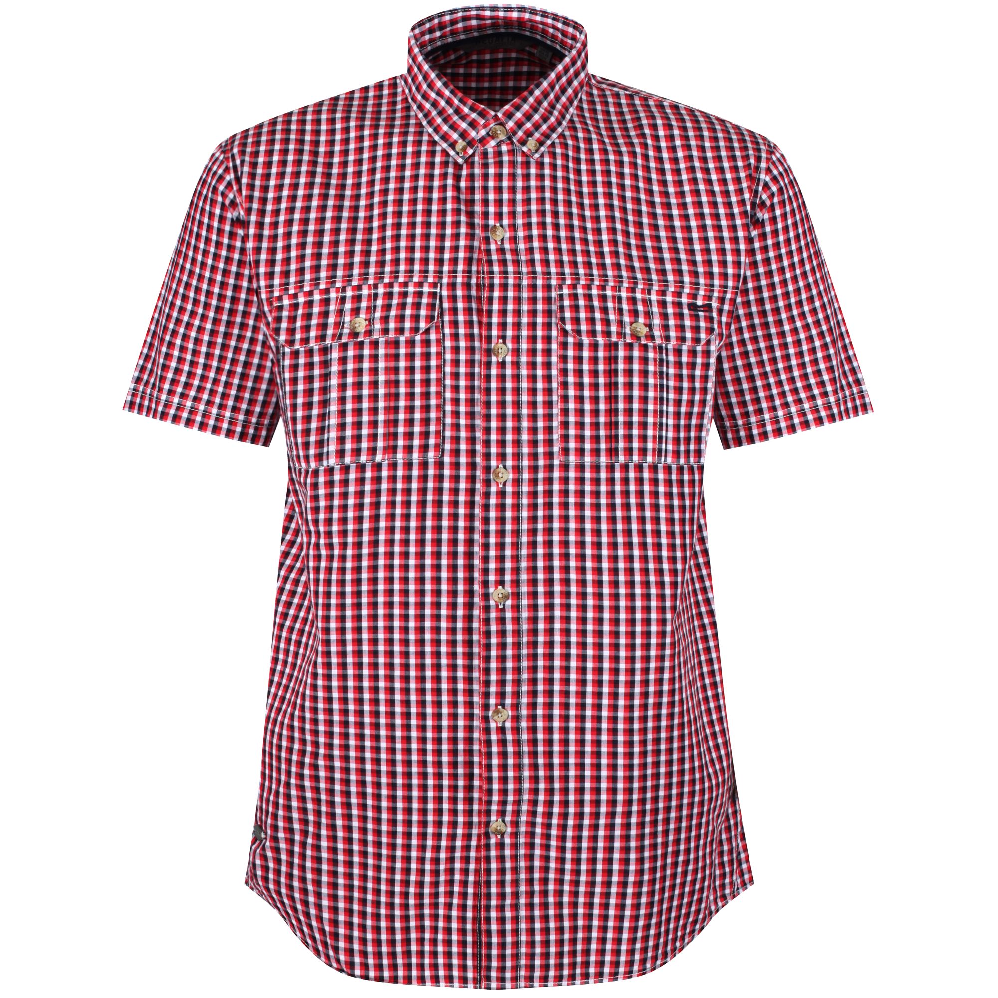 Mens shirt with button down collar and 2 chest pockets. 100% cool weave cotton. Machine washable.