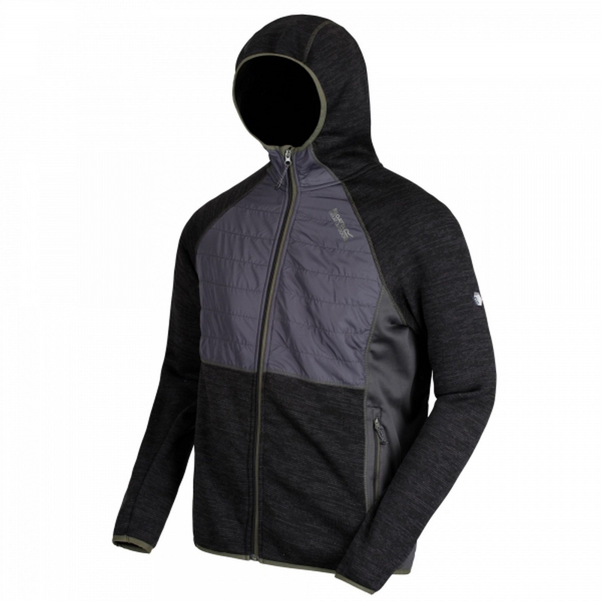 100% Polyester. Provides light weather protection and warmth for hiking and trekking. Streamlined by design, this performance mid layer is easily packed and layered under shells. Extol stretch fabric with water repellent finish. Stretch panels for increased freedom of movement. 2 zipped pockets. Attached hood with stretch binding.