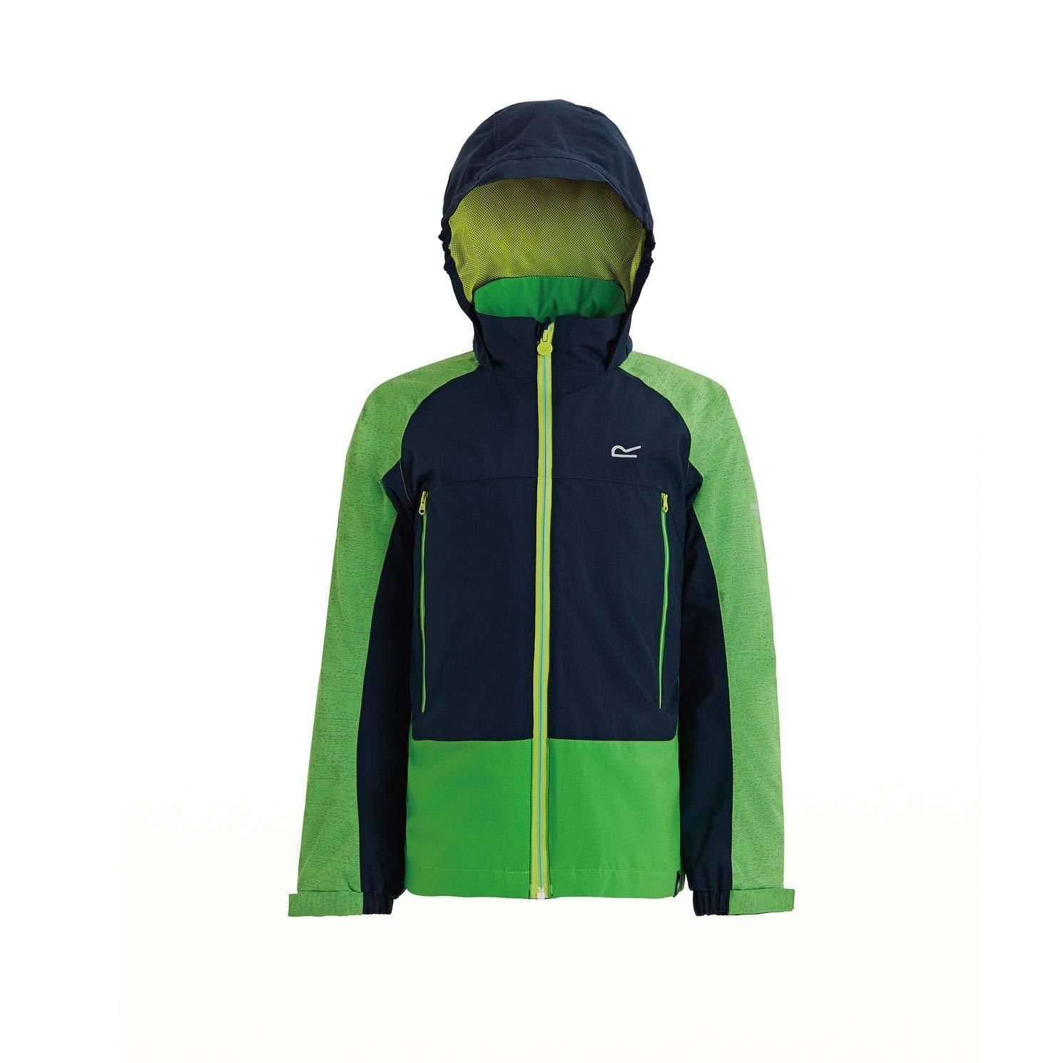 Childrens hooded jacket made of Isotex 15000 stretch fabric. Waterproof and breathable. Highly reflective printed stretch panels in strategic zones for enhanced visibility. Durable water repellent finish. Taped seams. Mesh lined. Foldaway hood with side elastic. Hi-tech water repellent centre front zip. 2 lower pockets with hi-tech water repellent zips. Adjustable cuffs. Adjustable shockcord hem. Printed name label (up to age 8). Inner 170gsm Symmetry fleece. 2 lower pockets. Ideal for wearing outdoors in cold weather. 100% Polyester.