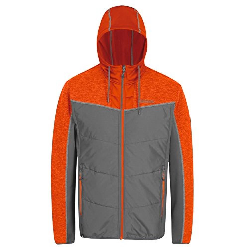 Mens hooded jacket made of 300gsm Polyester/Acrylic/Rayon fleece fabric. Extol stretch side and underarm panels. Durable water repellent finish to body. Synthetic Warmloft down-touch water repellent insulation. Lightweight fill. Grown on hood with adjusters. 2 zipped lower pockets. Stretch binding to cuffs and hem. 100% Polyester.