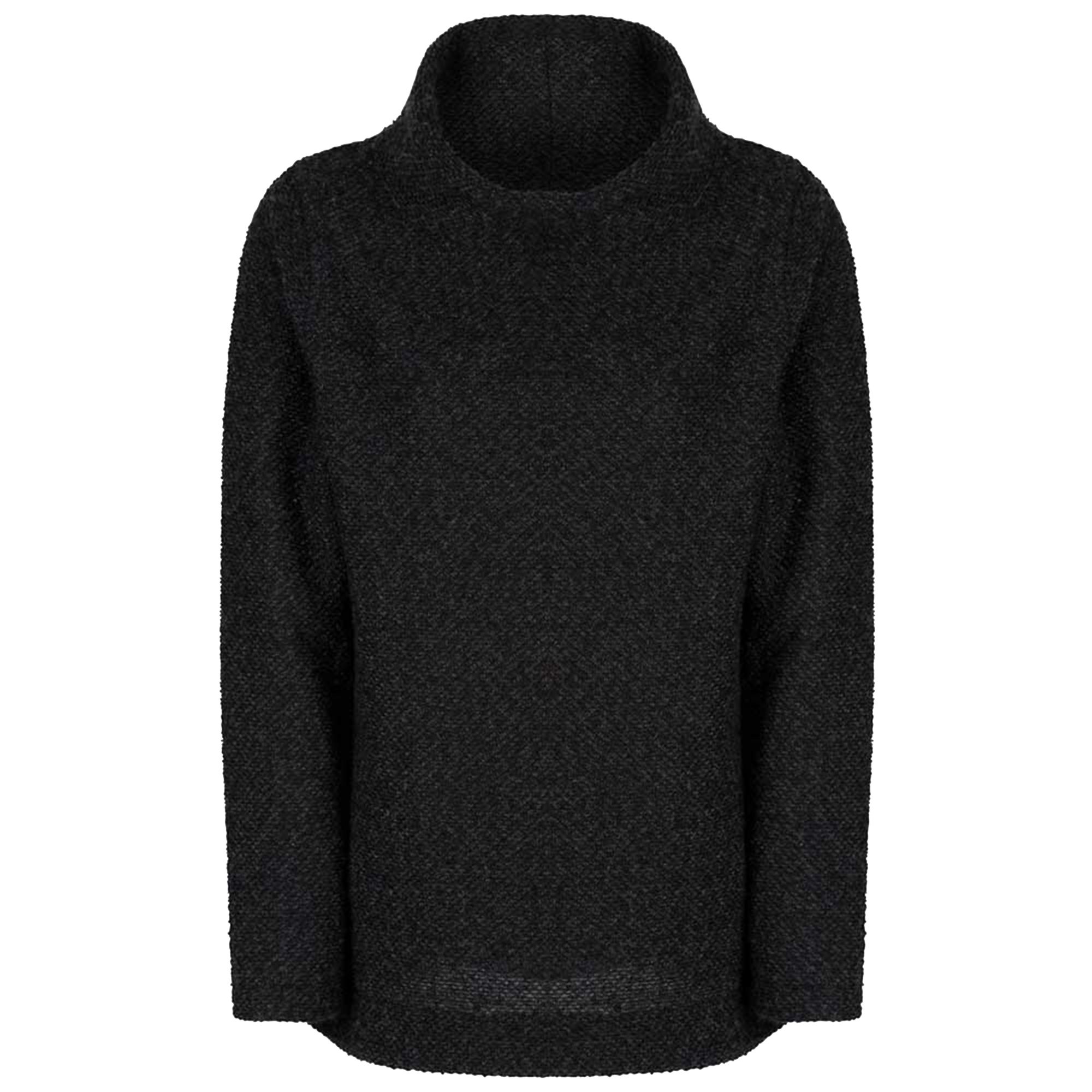 Womens jumper made of 310gsm Polyester boucle fabric. Cowl neck style. Side vents with herringbone tape. 100% Polyester.