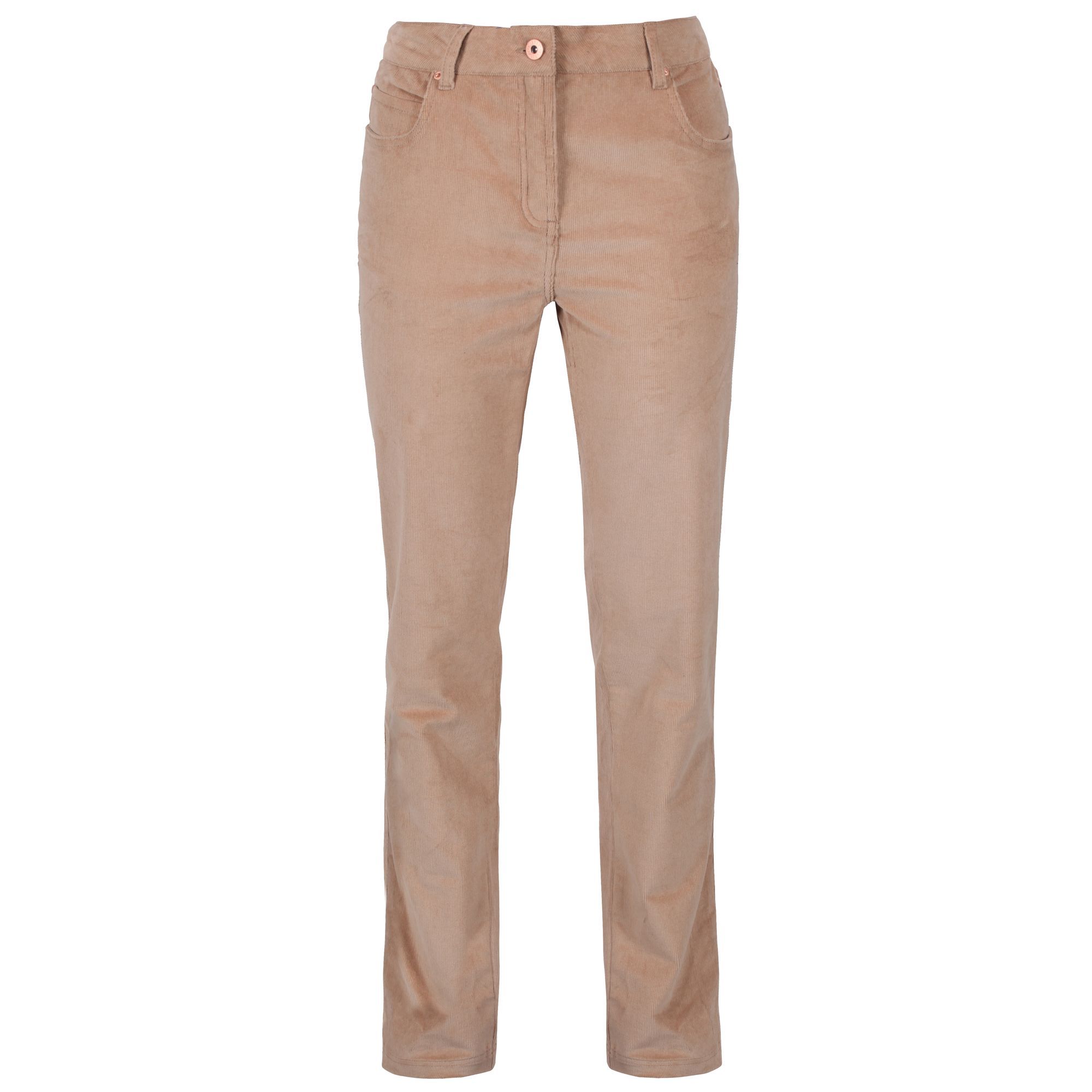 Womens trousers made of Cotton/Elastane 16w corduroy. Cotton twill. Elastane stretch. 2 front pockets, 1 with small coin pocket. 2 back pockets. 2% Elastane, 98% Cotton.
