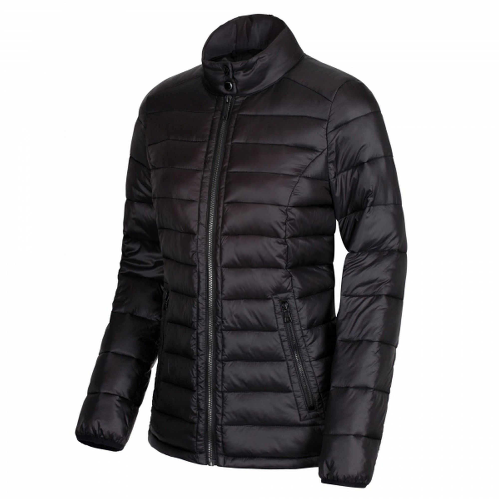 Womens full zip jacket with water repellent and care finish. Thermo-Guard insulation. Polyester taffeta lined. Fashion stand collar with branded snap fastening. 2 zipped lower warm lined pockets. Ideal for wearing outdoors on a cold day. 100% Polyamide.