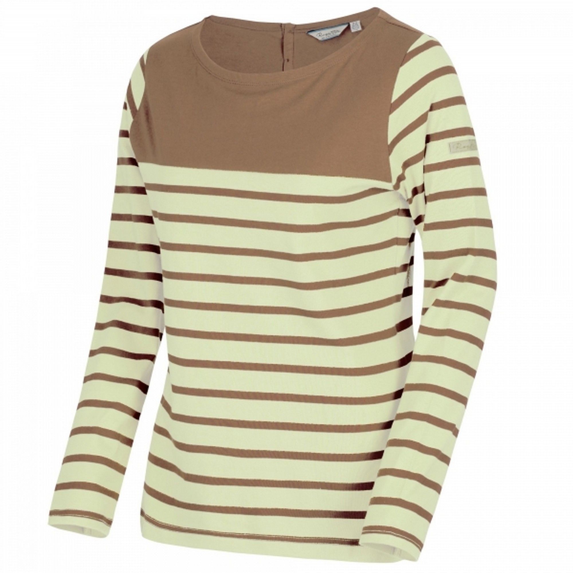 Womens long sleeved T-shirt with striped pattern. 190gsm coolweave Cotton yarn dye jersey. Comfortable and stylish. 100% Cotton.