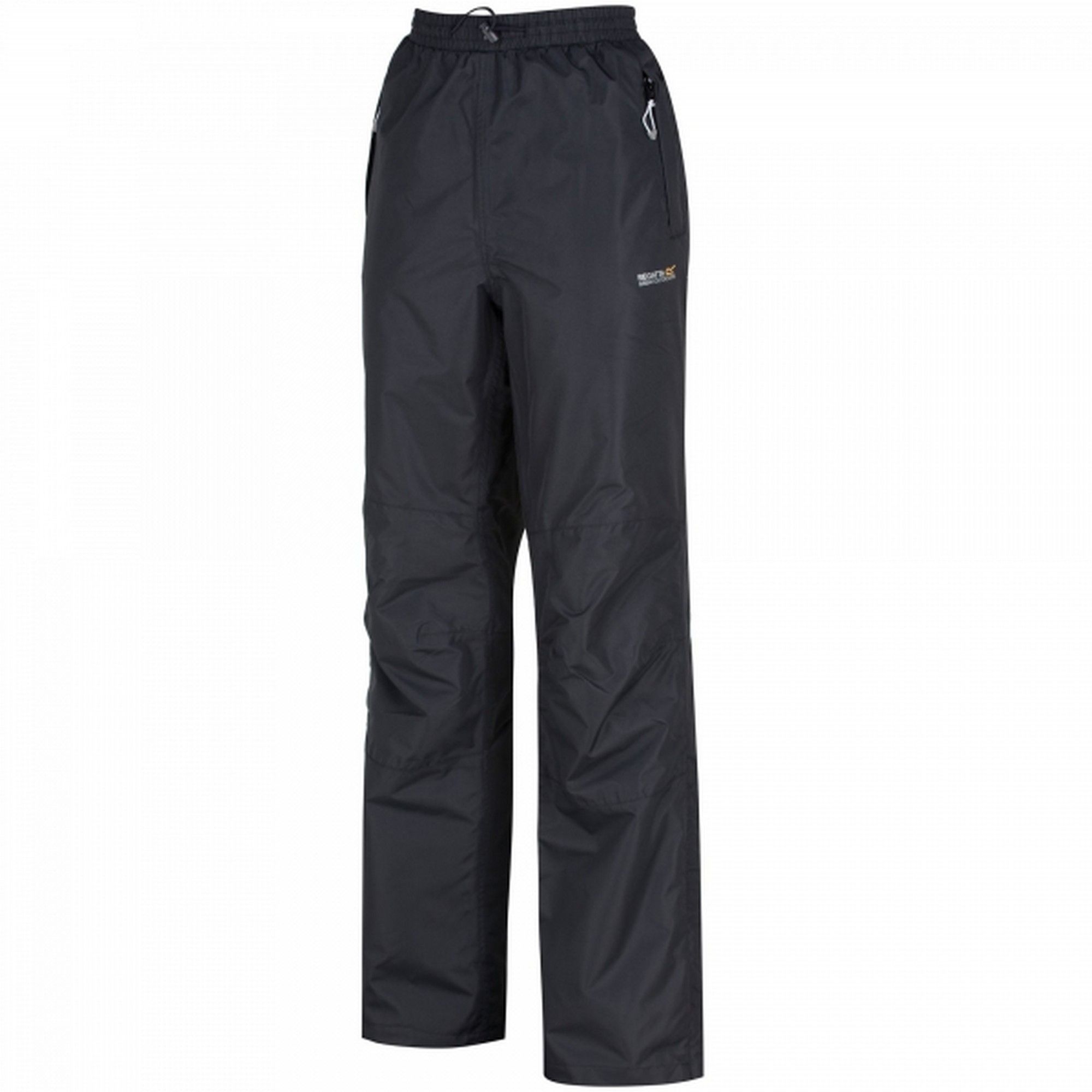 Womens waterproof trousers made of Isotex 5000 coated Polyester fabric. Durable water repellent finish. Part mesh, part Polyester lining. Taped seams. Elasticated and drawcord waist. Zip opening at ankle. Ideal for wearing outdoors in the rain. 100% Polyester. Short: 29in.