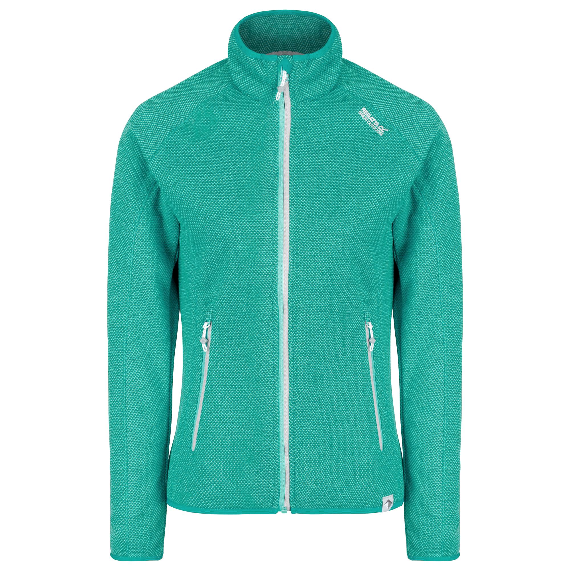 Soft-wearing midlayer two tone fleece. 2 zipped lower pockets. Stretch binding to collar, cuffs and hem. 100% polyester.