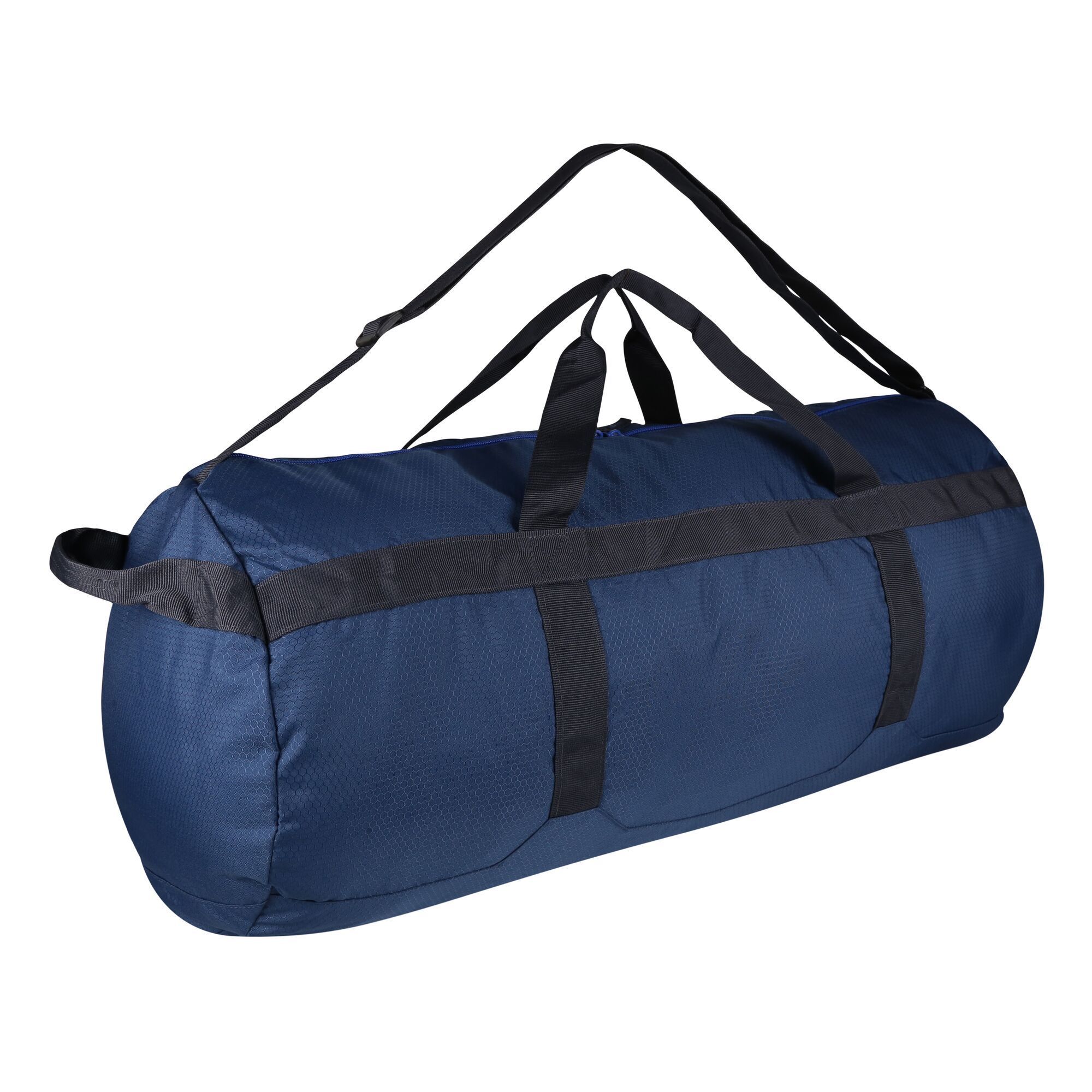 60L capacity duffel bag. Packaway - packs into its own front pocket. Large main compartment. Adjustable shoulder strap. Grab handles. Made from a lightweight polyester honeycomb fabric.