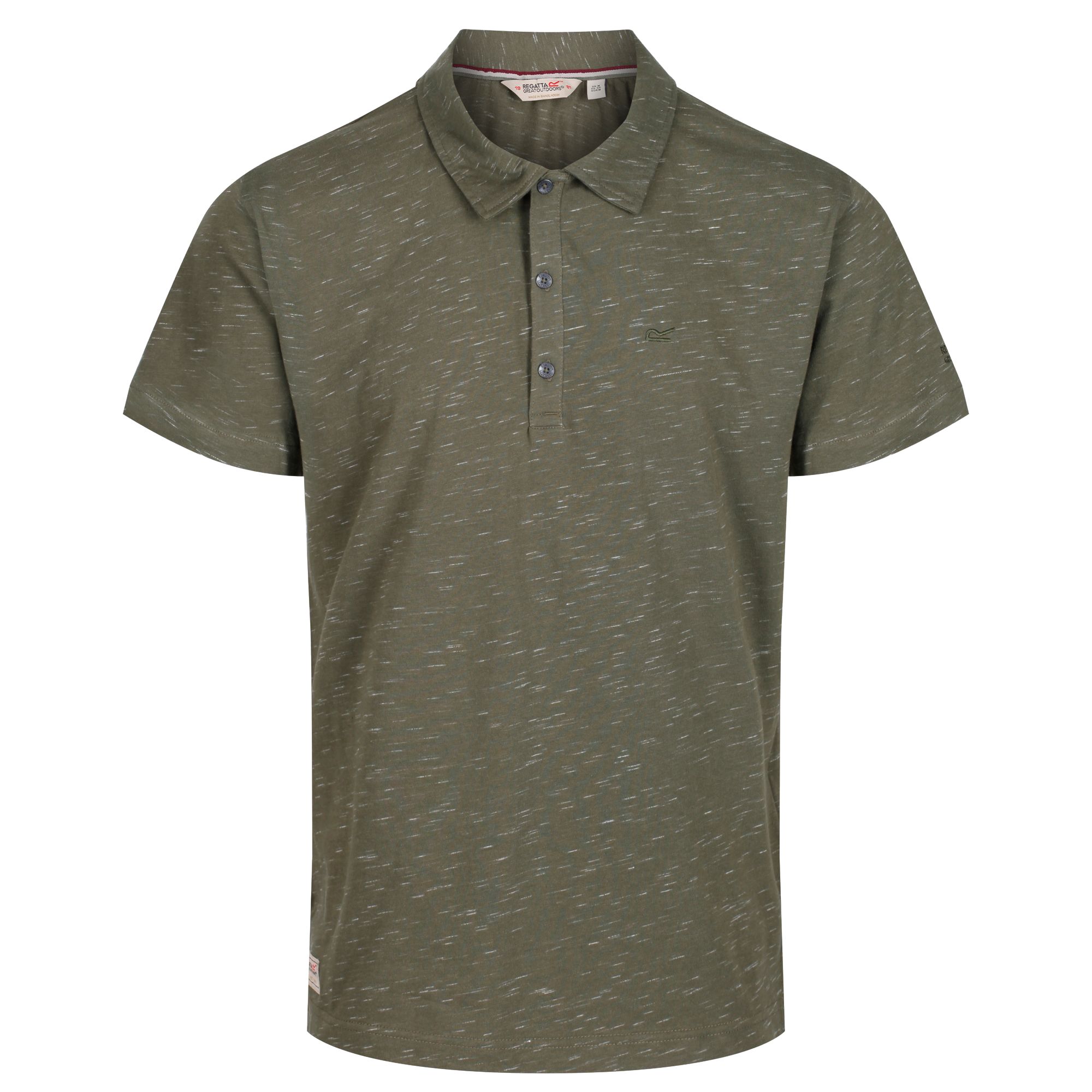 180gsm 100% Cool weave cotton with inject effect. 2 button placket with dyed to match branded Buttons. Polo neck style.