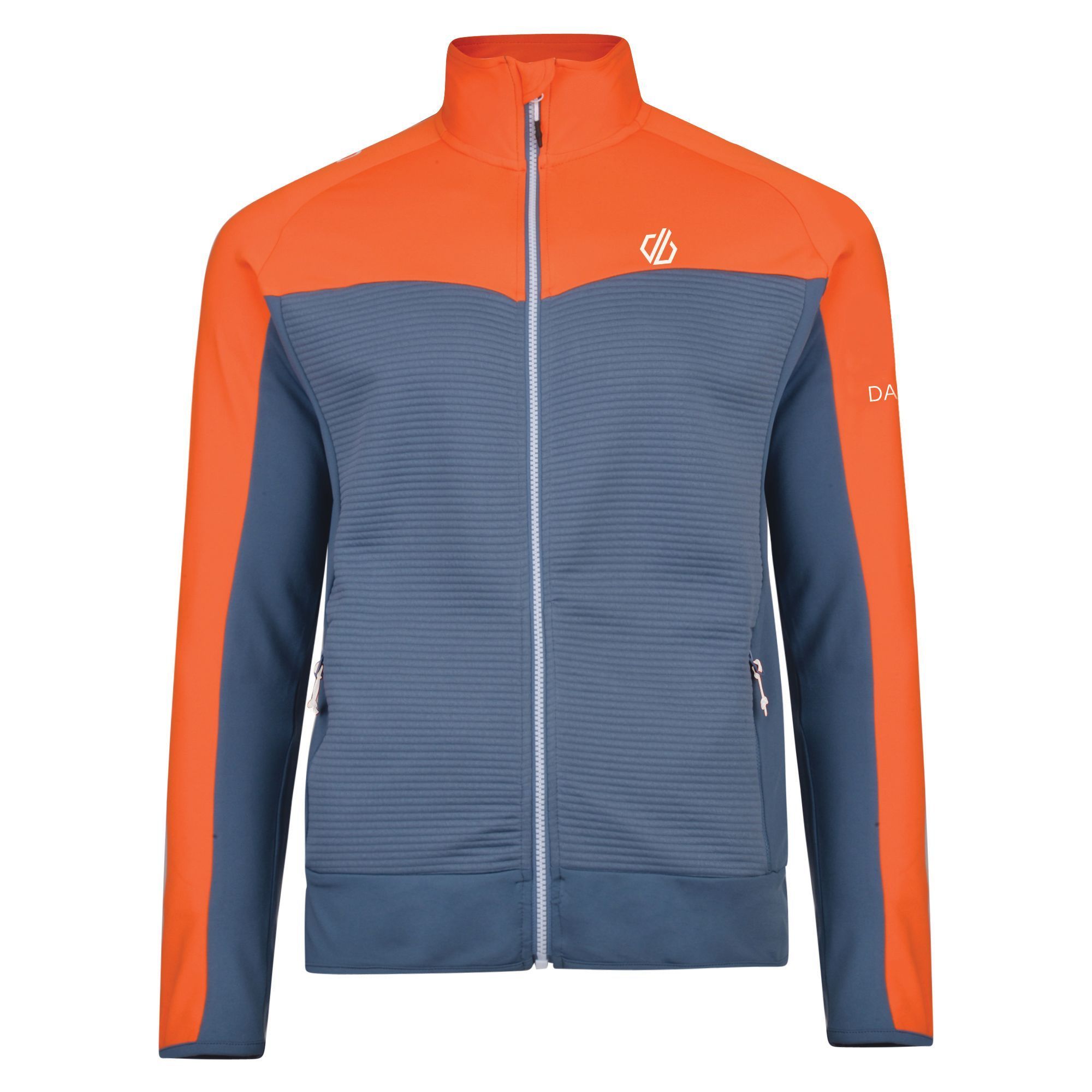 Polyester 97%, Elastane 3 %, Lightweight Ilus Core warm backed knitted stretch fabric with marl stripe mix. Quick drying. Inner zip & chin guard. 2 x lower zip pockets. Stretch binding to cuffs and hem.