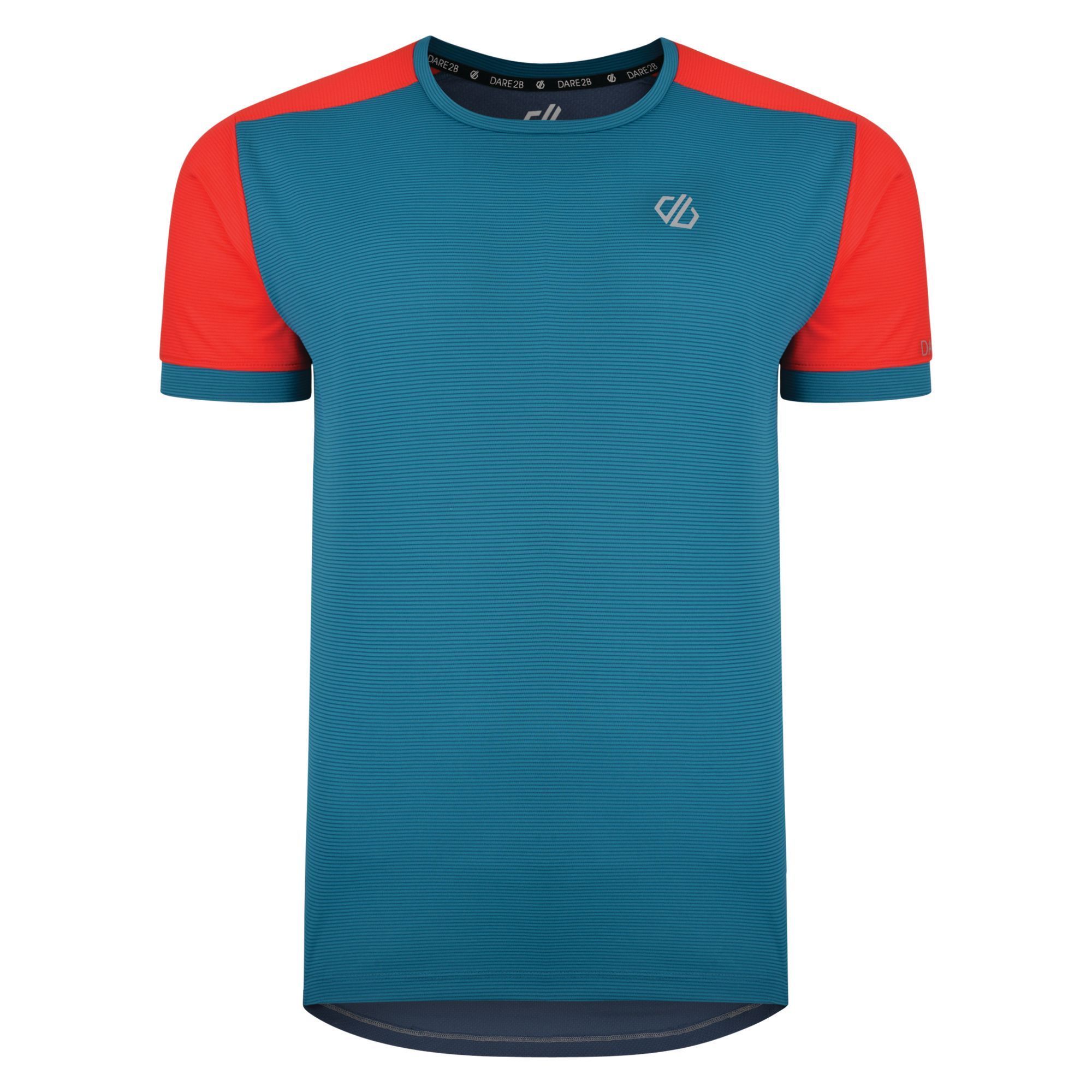 100% polyester.  odour control treatment. Good wicking performance. Quick drying. Full mesh back ventilation. Reflective detail for enhanced visibility. Round neck.