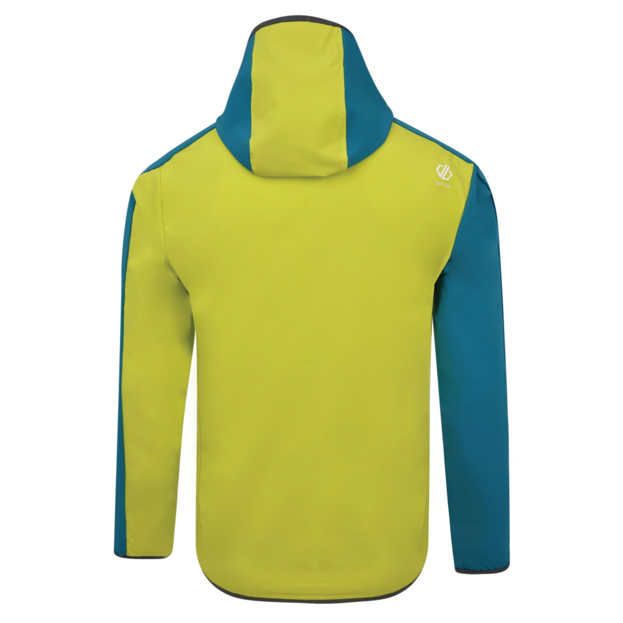 7% elastane, 3% cotton and 90% polyester. Ilus softshell with woven stretch polyester and textured panels. Water repellent finish. Grown on hood with elastication. Stretch binding to cuffs and hem. 2 x zipped lower pockets.
