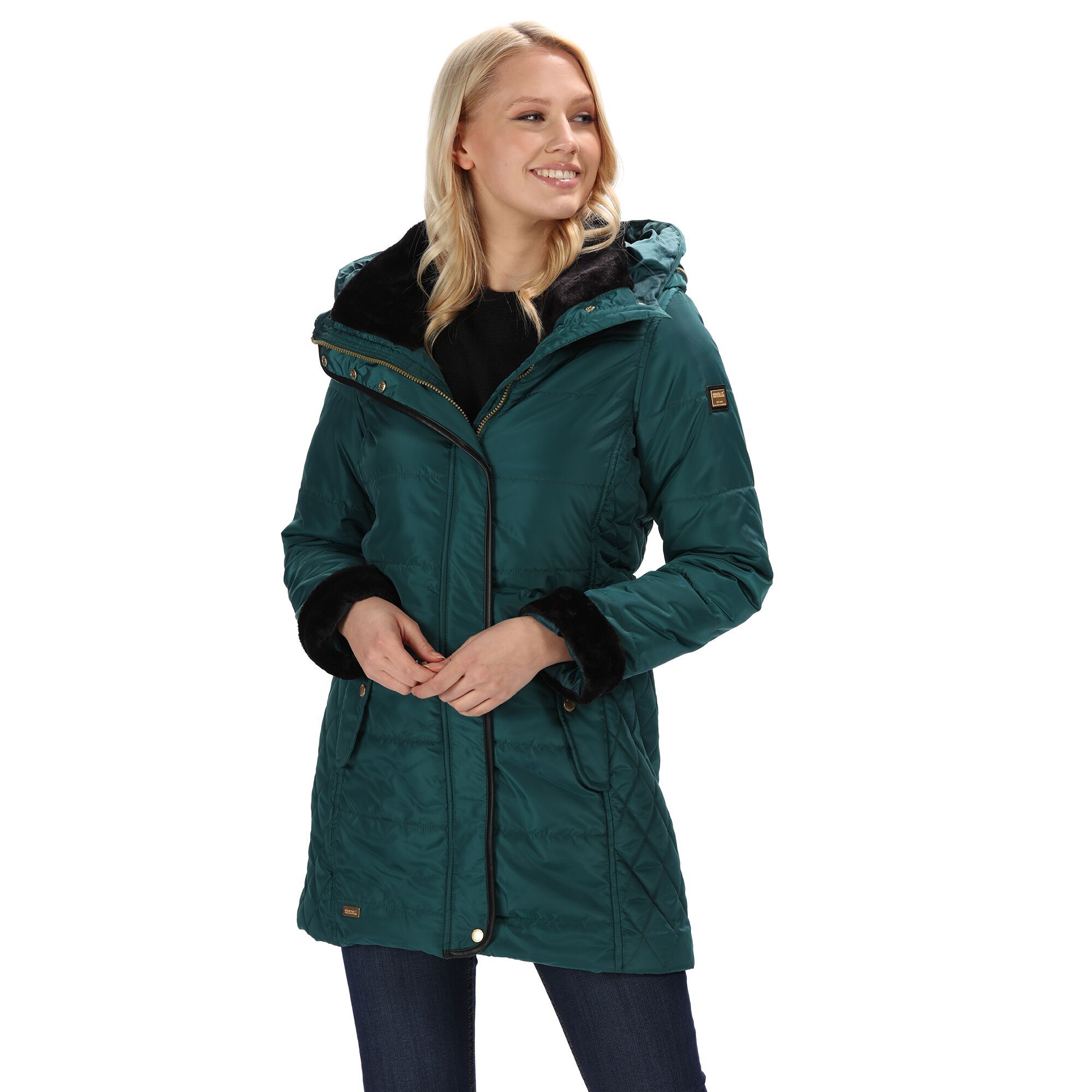 Material: 100% polyester. Long-line baffle jacket cut with a shapely silhouette. The outer uses high-shine, showerproof fabric while the inside is diamond quilted and baffle lined with Thermoguard insulation. With an expanding zip feature to the hood so you can wear it oversized. Features a lined collar and cuffs with soft faux-fur. With poppered pockets and the Regatta Outdoors badge on the left sleeve. Includes an internal security pocket and 2 lower pockets with flaps. Also features a 2 way centre front zip. Size (chest): (6 UK) 30in, (8 UK) 32in, (10 UK) 34in, (12 UK) 36in, (14 UK) 38in, (16 UK) 40in, (18 UK) 43in, (20 UK) 45in, (22 UK) 48in, (24 UK) 50in, (28 UK) 54in, (30 UK) 56in, (32 UK) 58in, (34 UK) 60in, (36 UK) 62in.